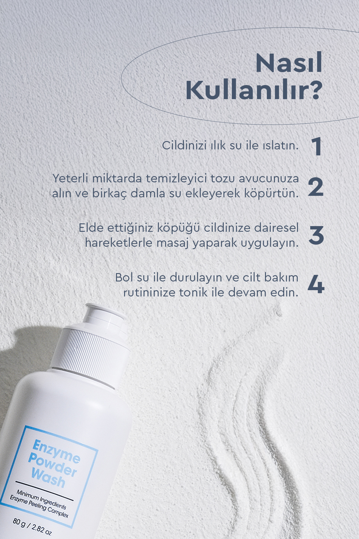 پودر شستشوی آنزیمی 80 گرمی مناسب برای پاکسازی صورت Bibimcos