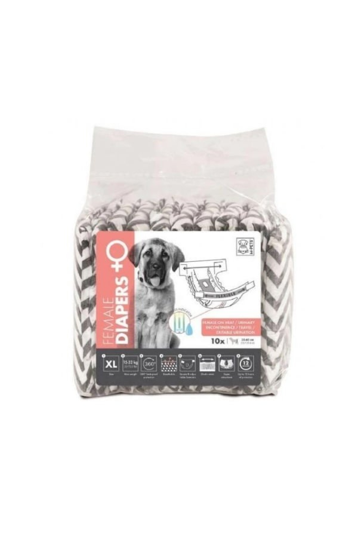 پوشک شورتی سگ ماده ام‌پتس M-Pets، سایز XLarge، بسته ۱۰ عددی