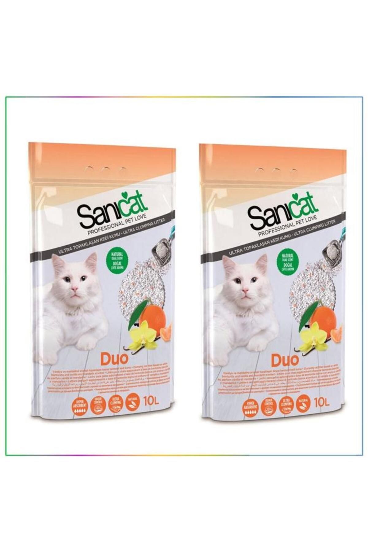 خاک گربه طبیعی سانیکت Sanicat، بدون گردوغبار، معطر به وانیل و نارنگی، ۱۰ لیتری بسته ۲ عددی
