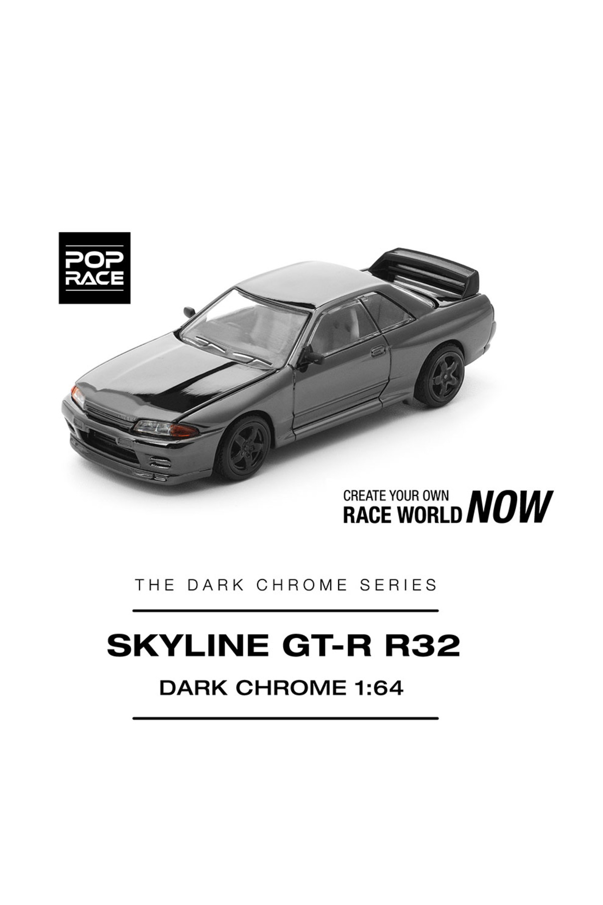 ماشین اسباب‌بازی هات ویلز Hot Wheels Pop Race PRDC002 GT-R R32 با ظاهر کروم تیره