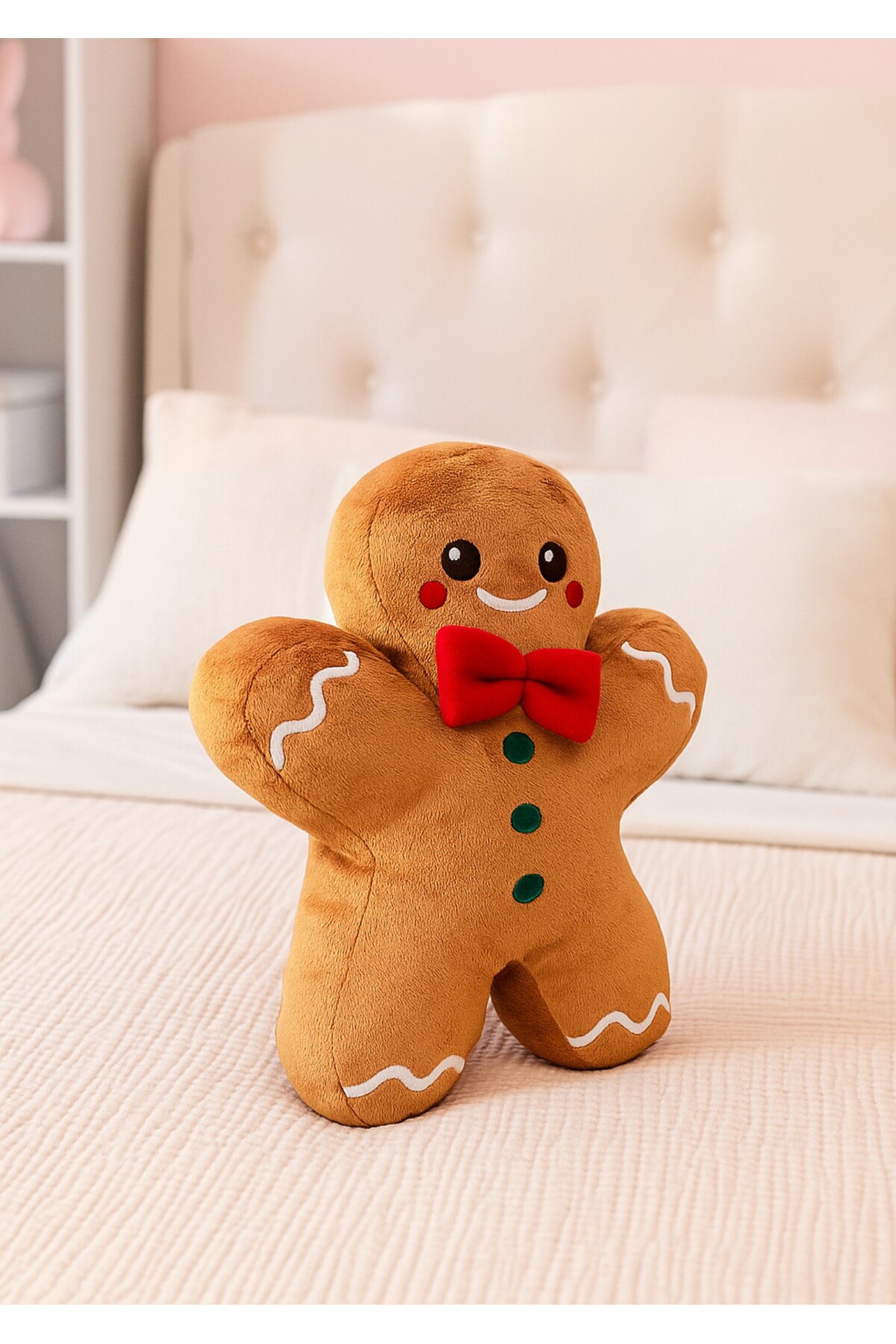 اسباب بازی های پشمی بالش GINGERBREAD MAN PLUSH, SLEEPING COMPANION کریسمس TOY پارچه پر تایلندی 32 سانتی متر eco sepet