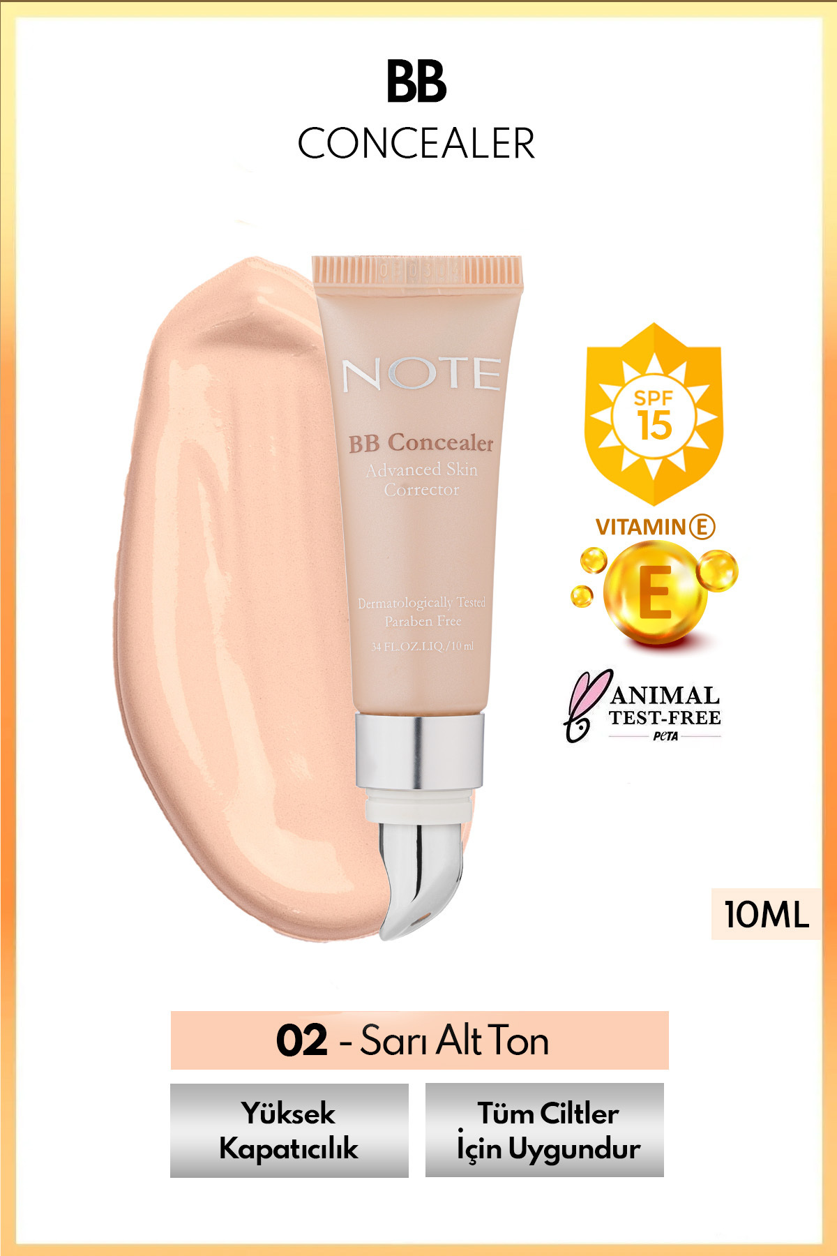 کانسیلر BB CONCEALER SPF 15 INTENSE UNDER EYE WITH METAL HEAD 02 MEDIUM LIGHT Note Cosmetics