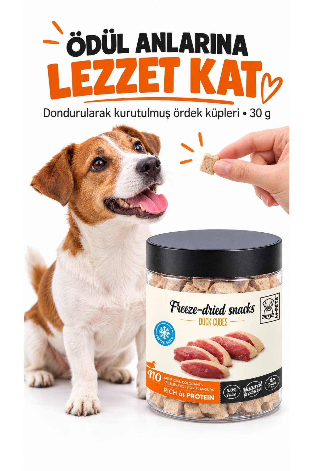 تشویقی سگ مکعبی اردک ۱۰۰٪ خشک‌شده انجمادی، ۳۰ گرم ام‌پتس M-PETS