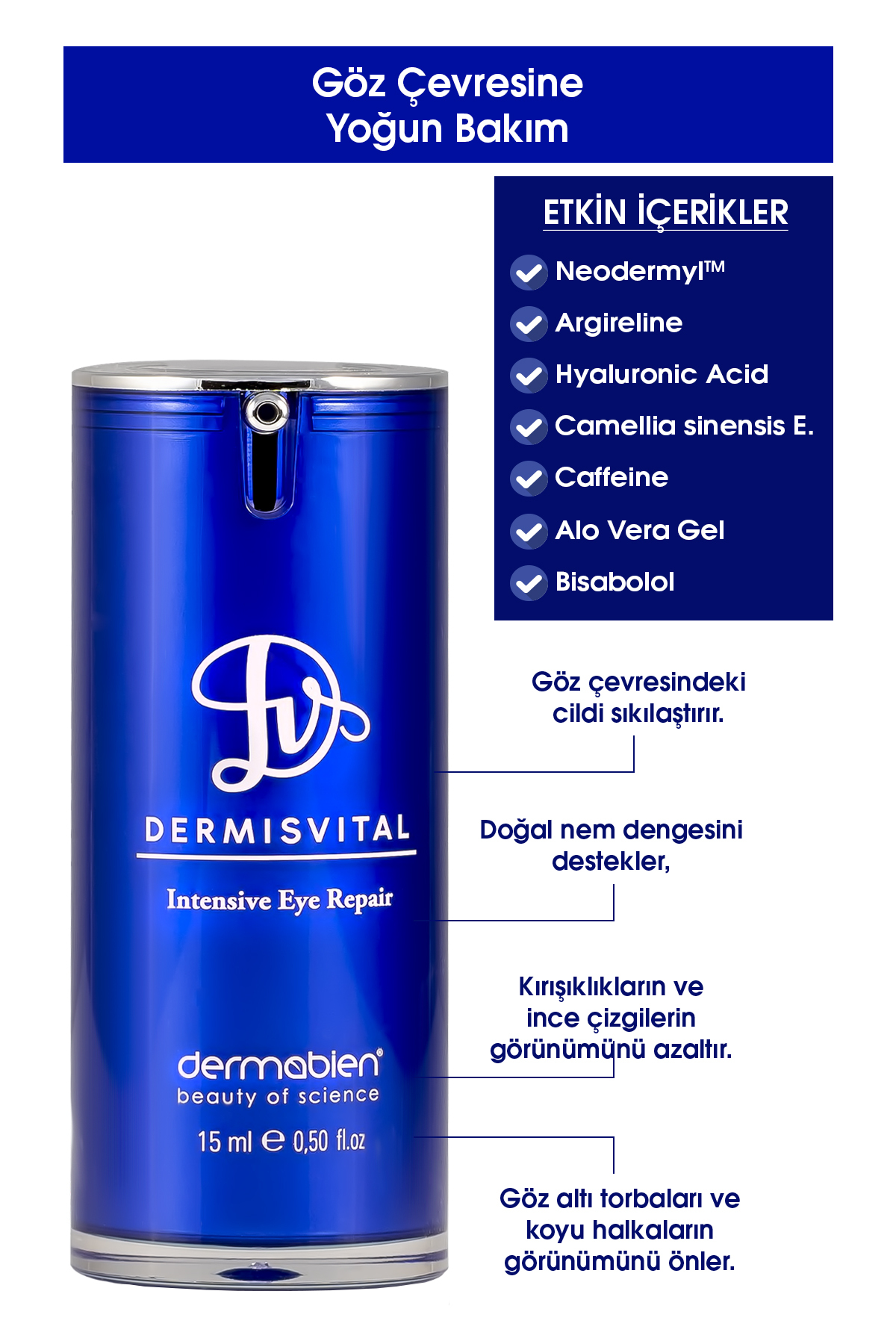 Dermabien کرم ترمیم کننده چشم حیاتی دور چشم 15 میلی لیتر
