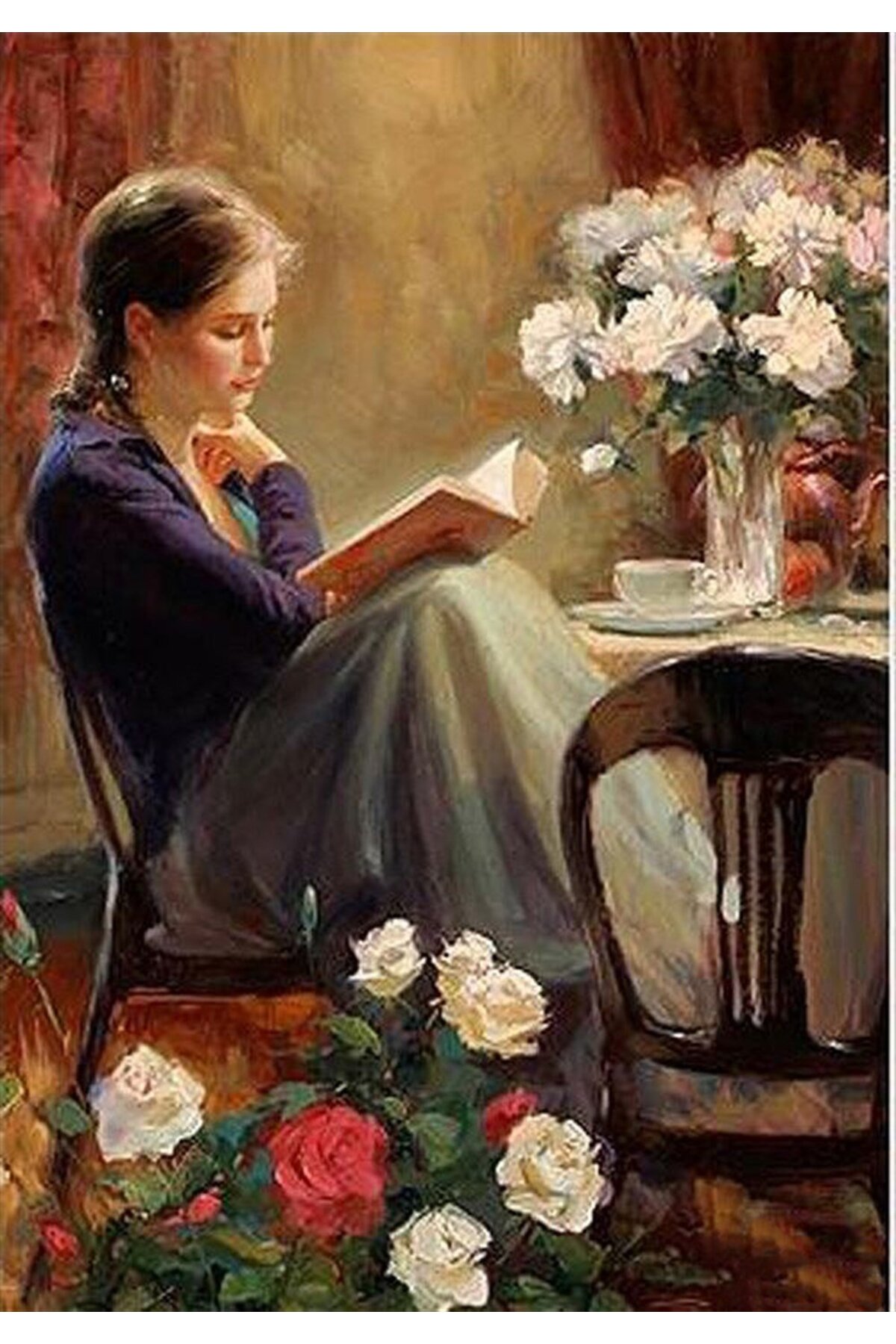 پازل نقاشی موزاییک الماس دختر در حال کتاب خواندن 41X58 سانتی متر MARCEL SANAT