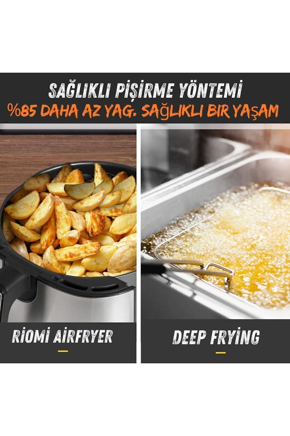 سرخ کن SMART AIR FRYER PRO6 STEEL WIFI 7.5 لیتری XXL سفید اورجینال RİOMİ