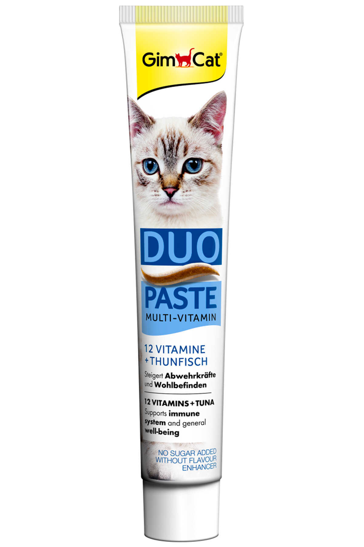 خمیر مولتی‌ویتامین گربه Duo جیم‌کت Gimcat، طعم تن‌ماهی، ۱۲ ویتامین، ۵۰ گرم
