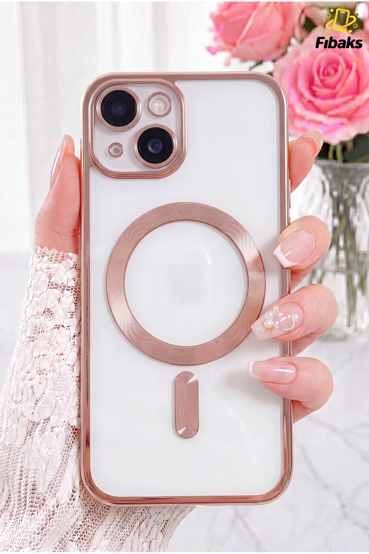 کاور و قاب محافظ لنز دوربین APPLE IPHONE 13 14 CASE MAGSAFE شارژ شفاف رنگی نرم فیبکس Fibaks