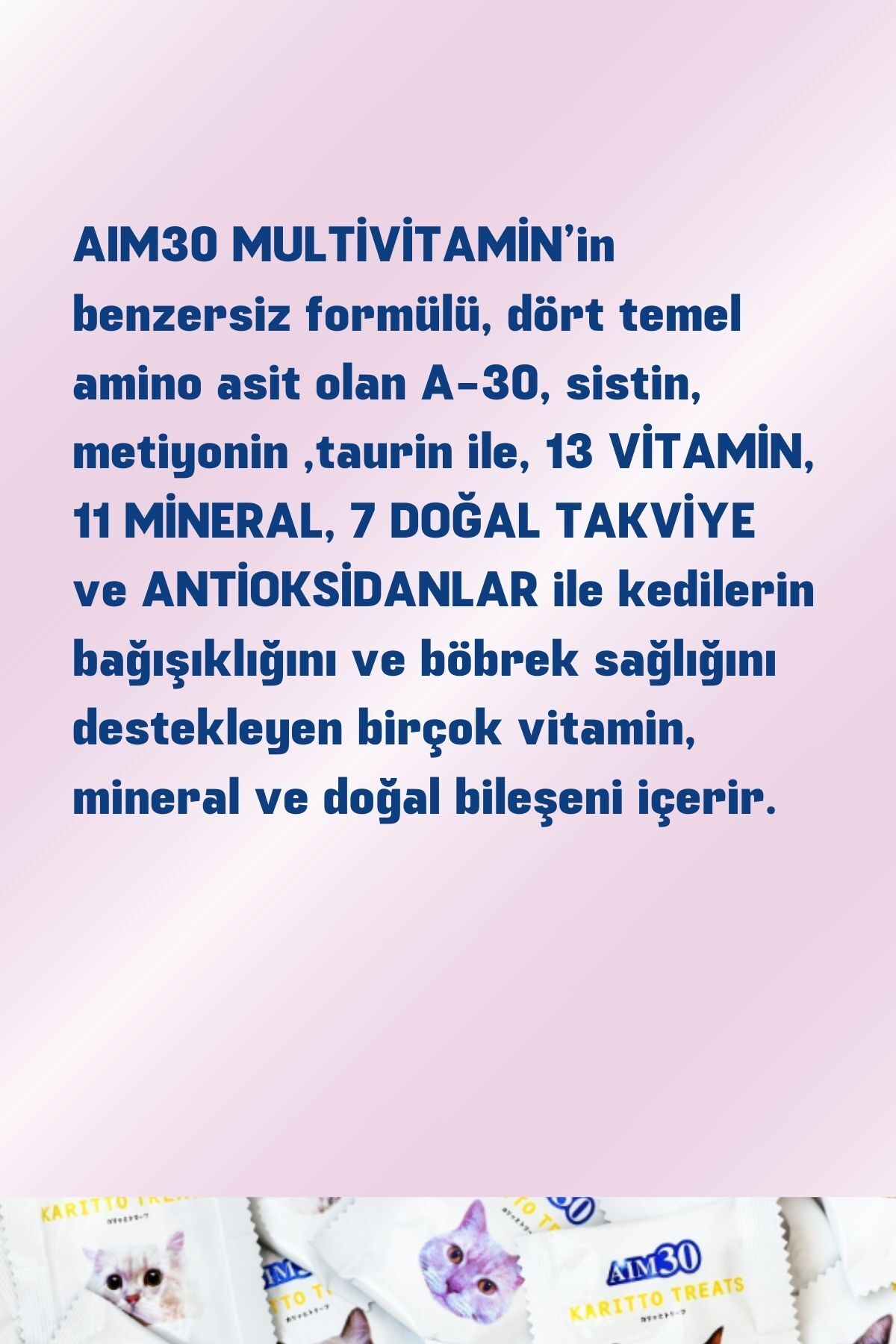 قرص مکمل مولتی‌ویتامین و مواد معدنی گربه آیم۳۰ AIM30، طعم غذاهای دریایی، مدل AIM30MULTİVİTAMİN025