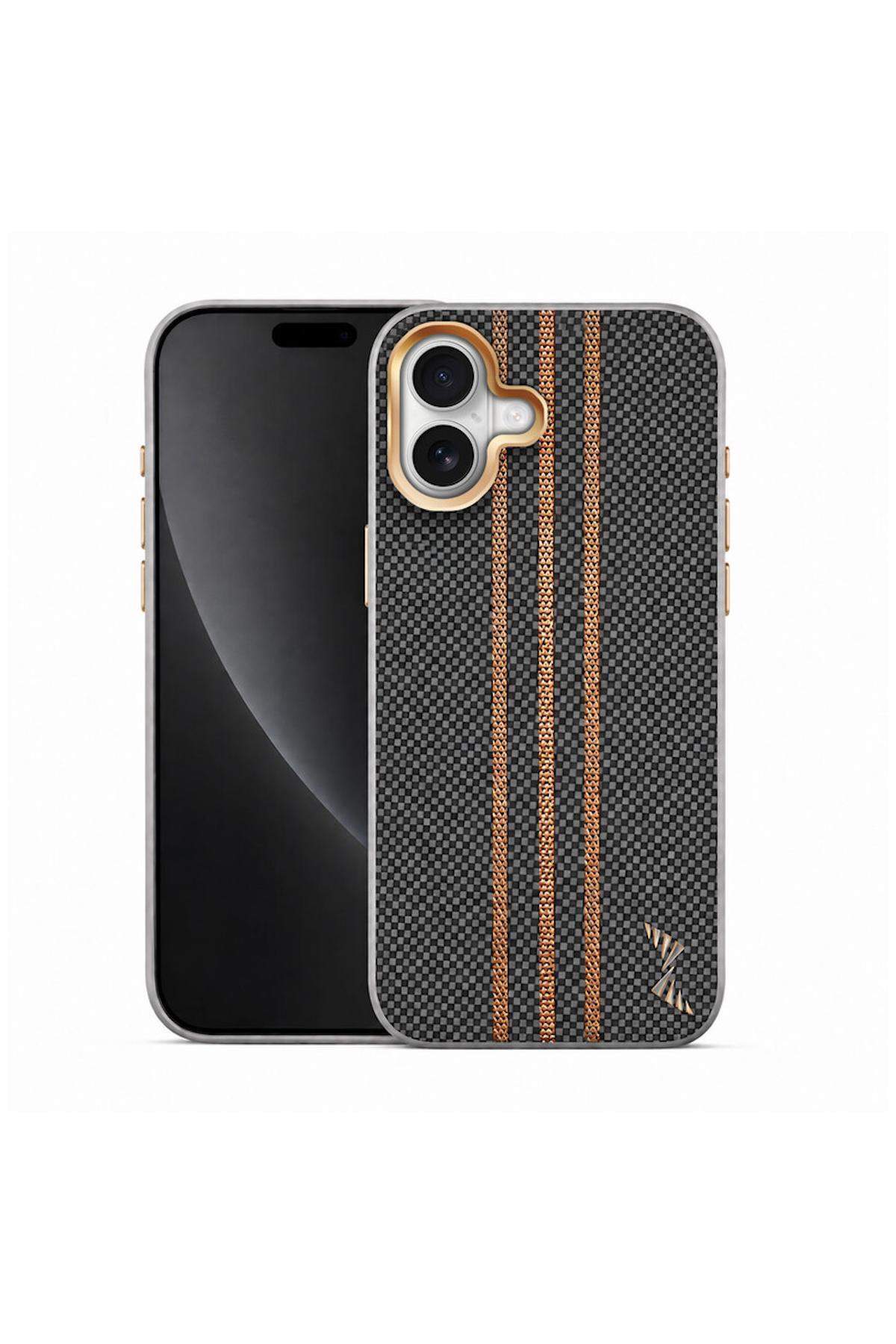 کاور و قاب سازگار با APPLE IPHONE 17 GOLDRIX FIBER CARBON M SAFE CASE GRAY اورجینال Zebana