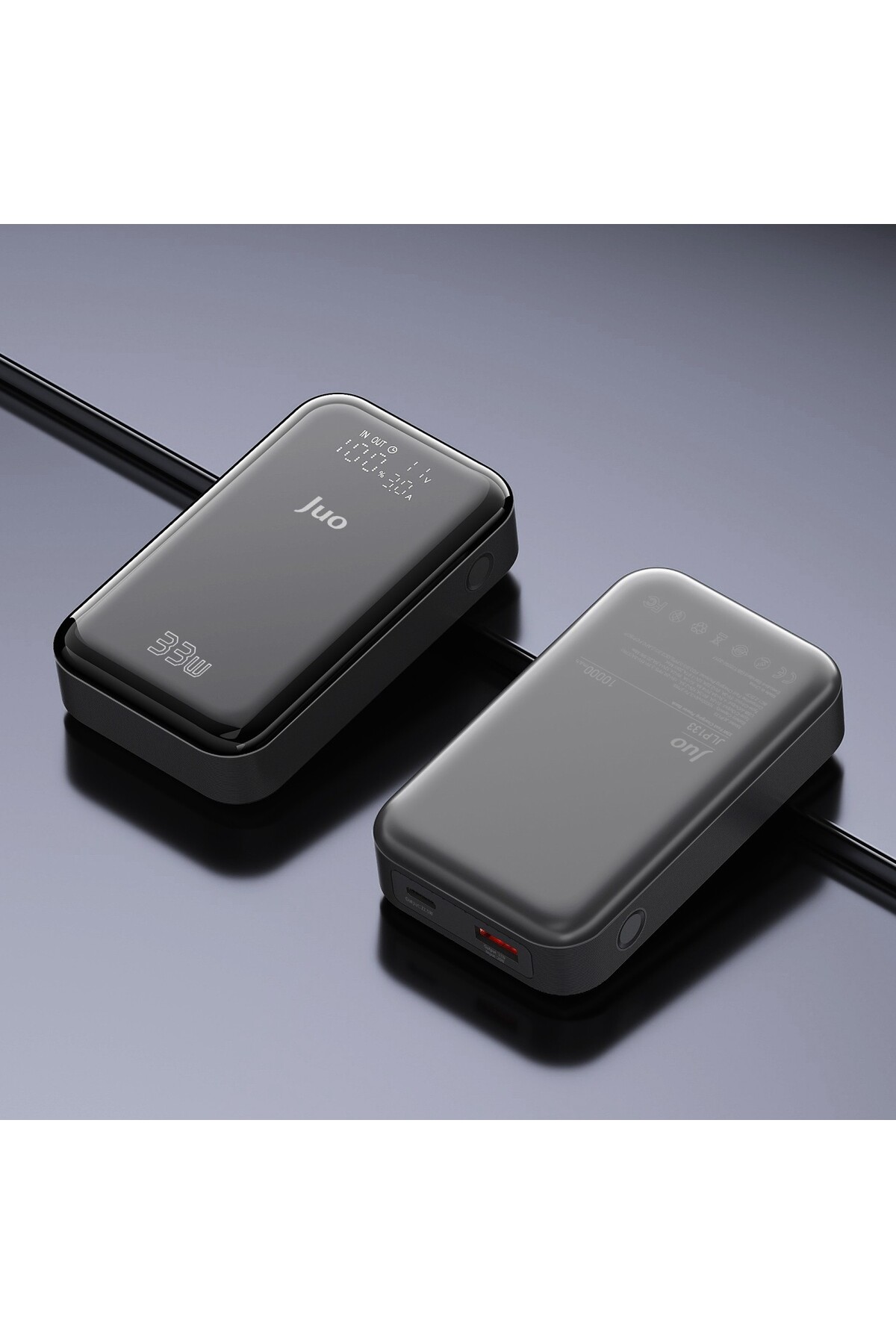 پاوربانک شارژر سریع قابل حمل 10000 ماه 33 واتی USB A TYPE C با نشانگر LED آمپر وات اورجینال Juo