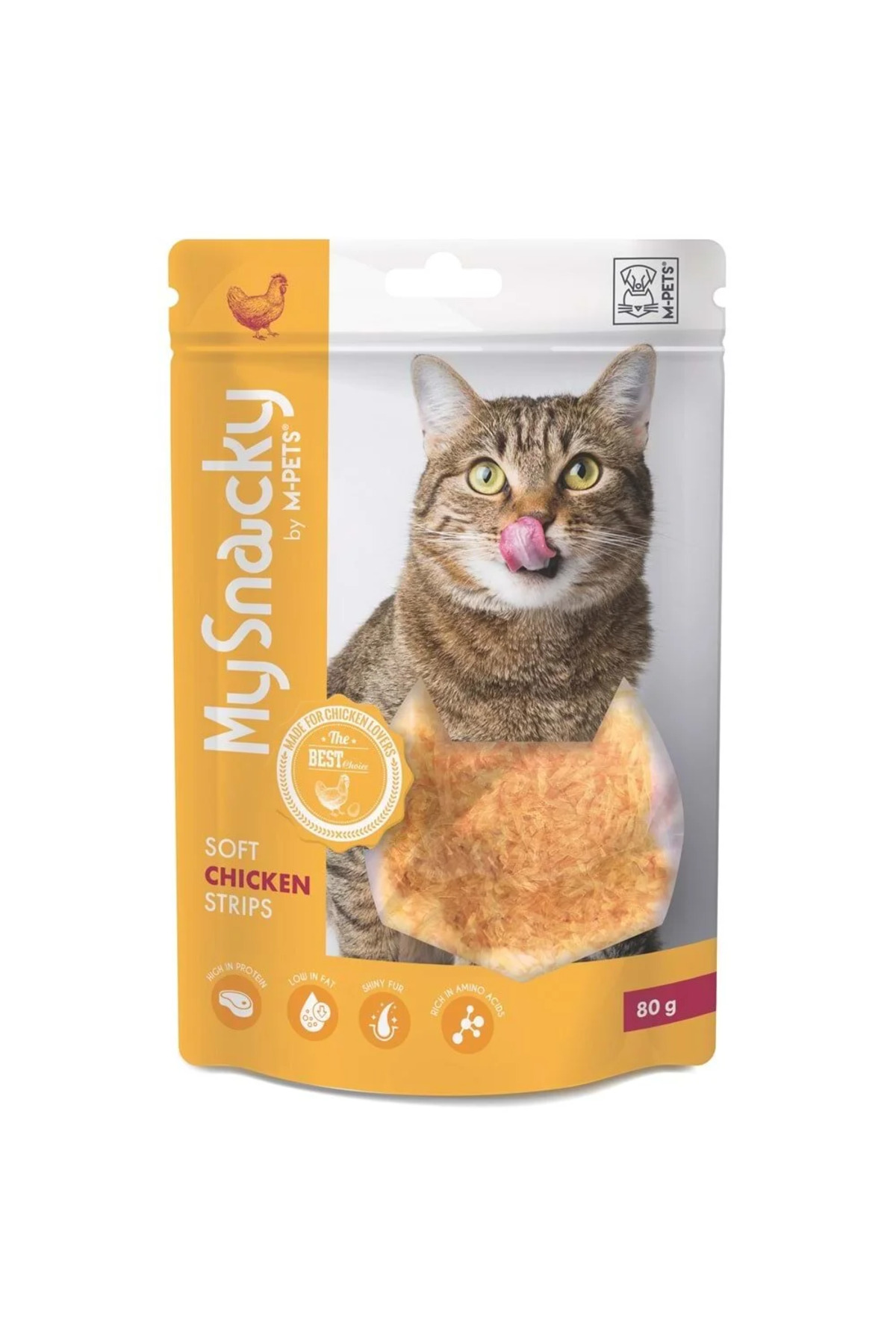 تشویقی گربه نواری نرم با مرغ ام‌پتس M-PETS، ۸۰ گرم