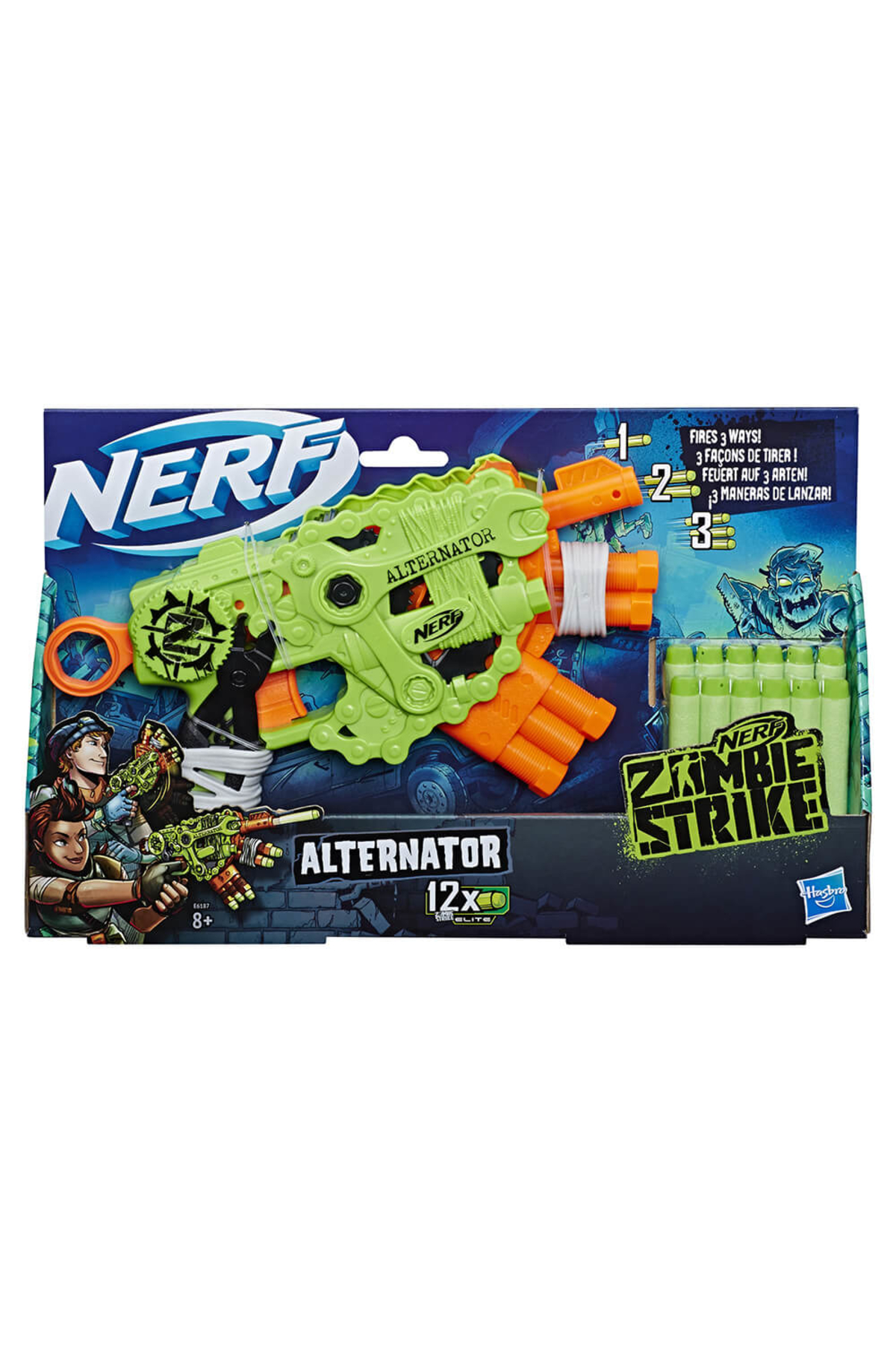 تفنگ های اسباب بازی و آب E6187 NERF ZOMBIE STRIKE ALTERNATOR +8 سن قیمت تخفیف نرف اورجینال Nerf
