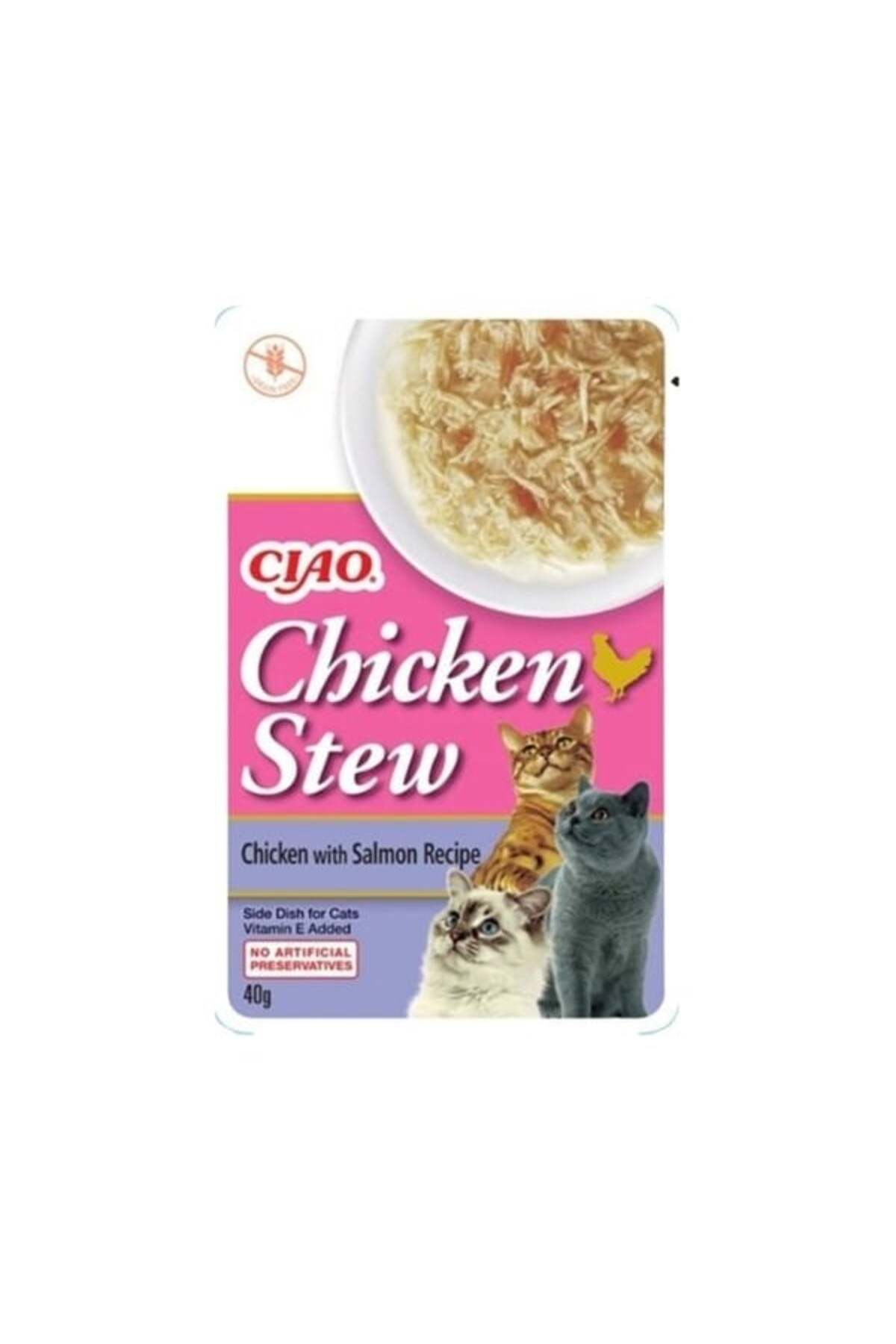 کنسرو غذای گربه بالغ اینابا Inaba مدل Ciao Chicken Stew، مرغ خورشتی و پاته سالمون، ۴۰ گرم