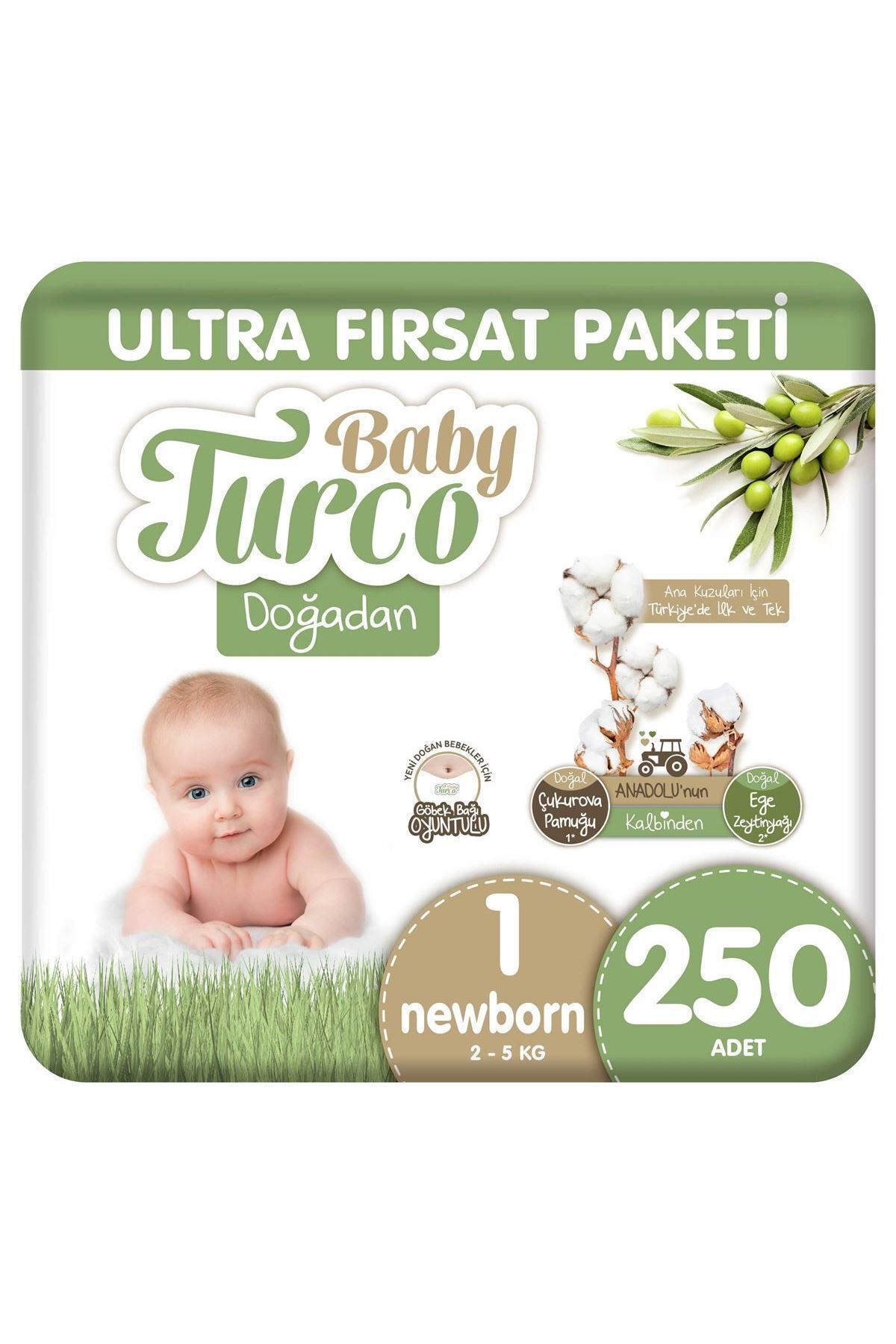 پوشک بچه بسته بندی فوق العاده فرصت دوغادان سایز 1 نوزاد 250 عدد اورجینال Baby Turco