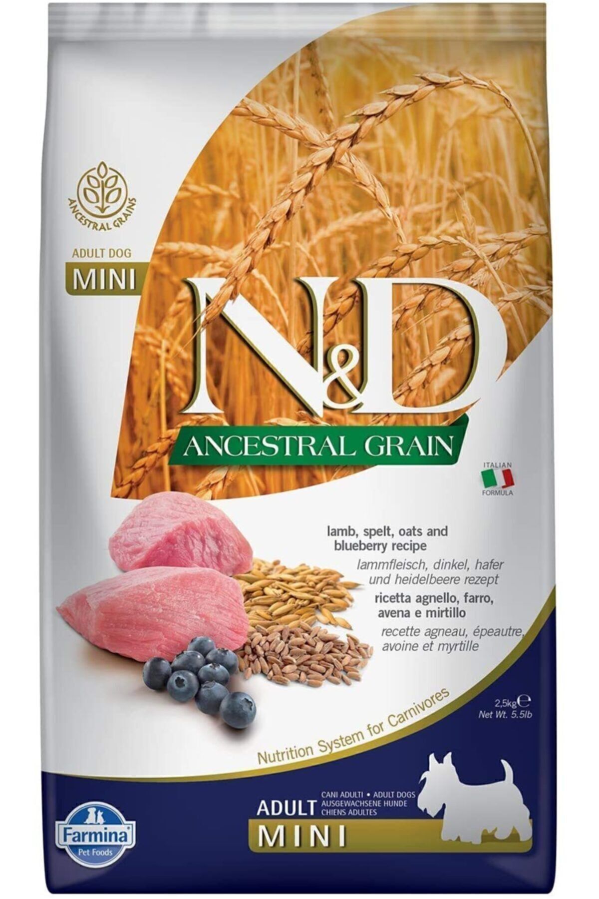غذای خشک سگ ان‌دی N&D سری Ancestral Grain با بره و بلوبری، ۲٫۵ کیلوگرم 2,5 kg