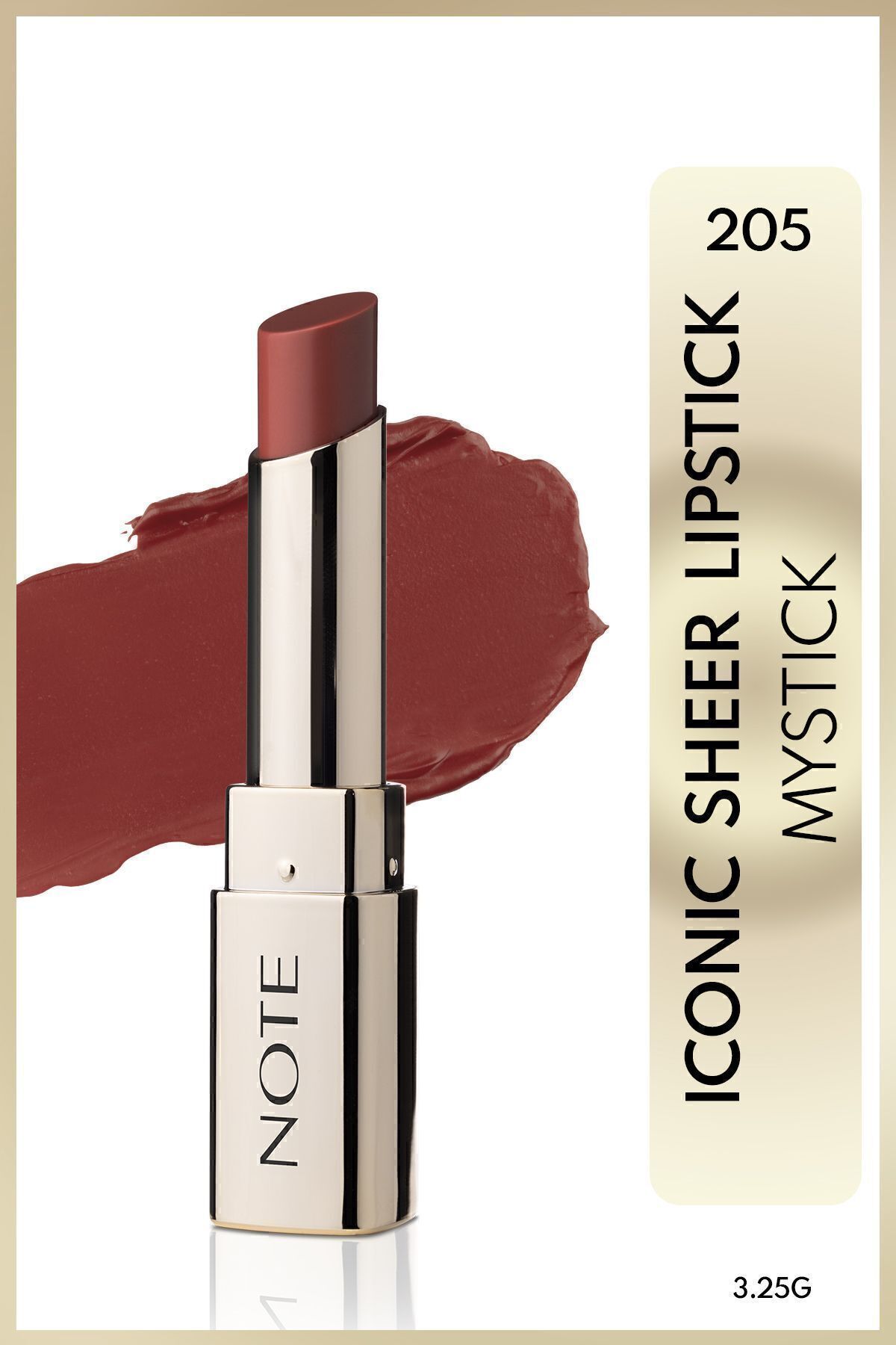 رژ لب ICONIC SHEER LIPSTICK MOISTURIZING SHINY 205 MYSTICK NUDE Note Cosmetics