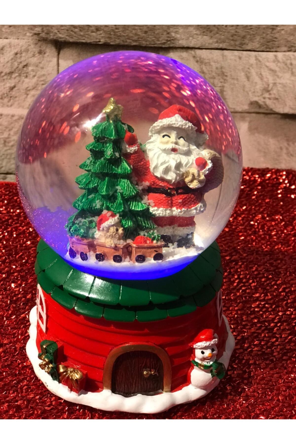 گوی برفی کریسمس SNOW GLOBE سایز متوسط ​​بابا نوئل با چراغ و موسیقی از ترکیه Genel Markalar
