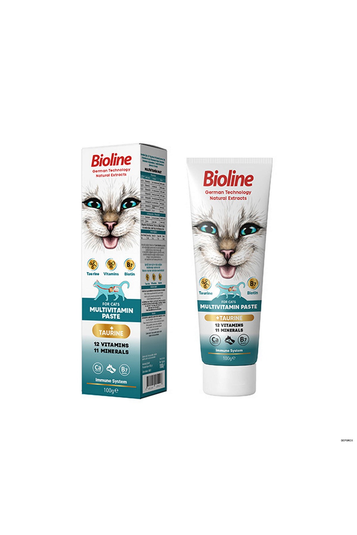 خمیر مولتی‌ویتامین گربه بیولاین Bioline، ۲ عدد ۱۰۰ گرمی