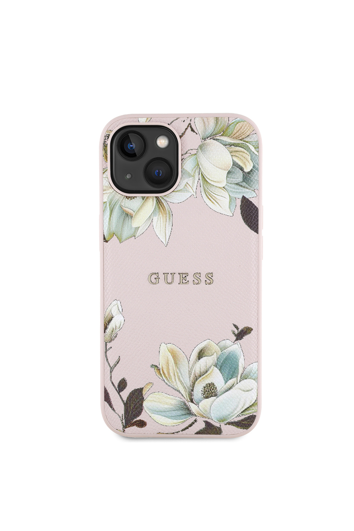 کاور و قاب جلد لوگوی متنی فلزی طرح گل ویژه دارای مجوز M SAFE GUESS COMPATIBLE IPHONE 15 اورجینال Guess