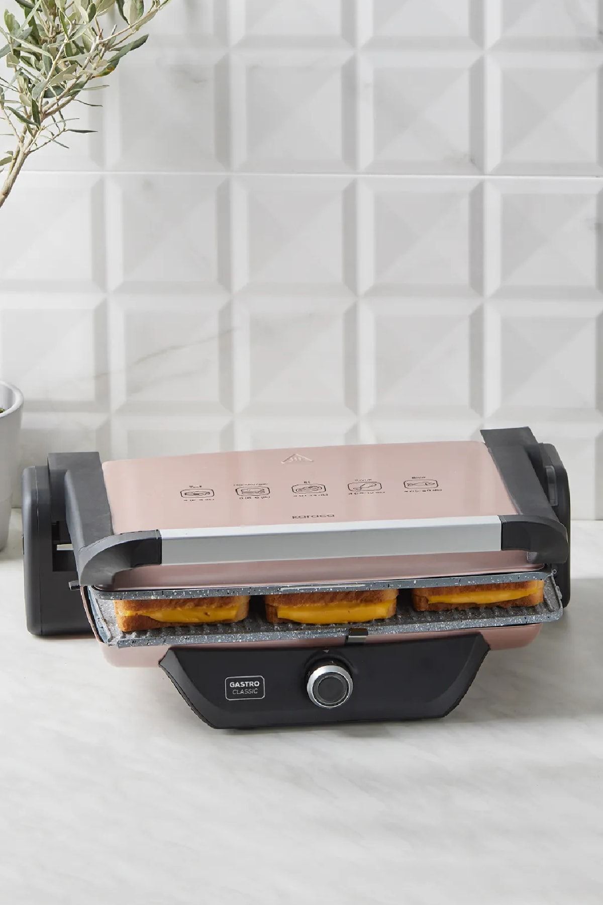دستگاه ساندویچ و تست گریل توستر GASTRO کلاسیک ROSEGOLD 2000 W 6 SLICE CAPACITY اورجینال Karaca