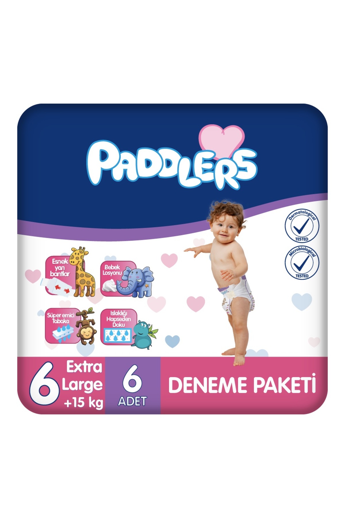 پوشک بچه بسته آزمایشی سایز 6 X LARGE تکه 15+ کیلوگرم اورجینال Paddlers