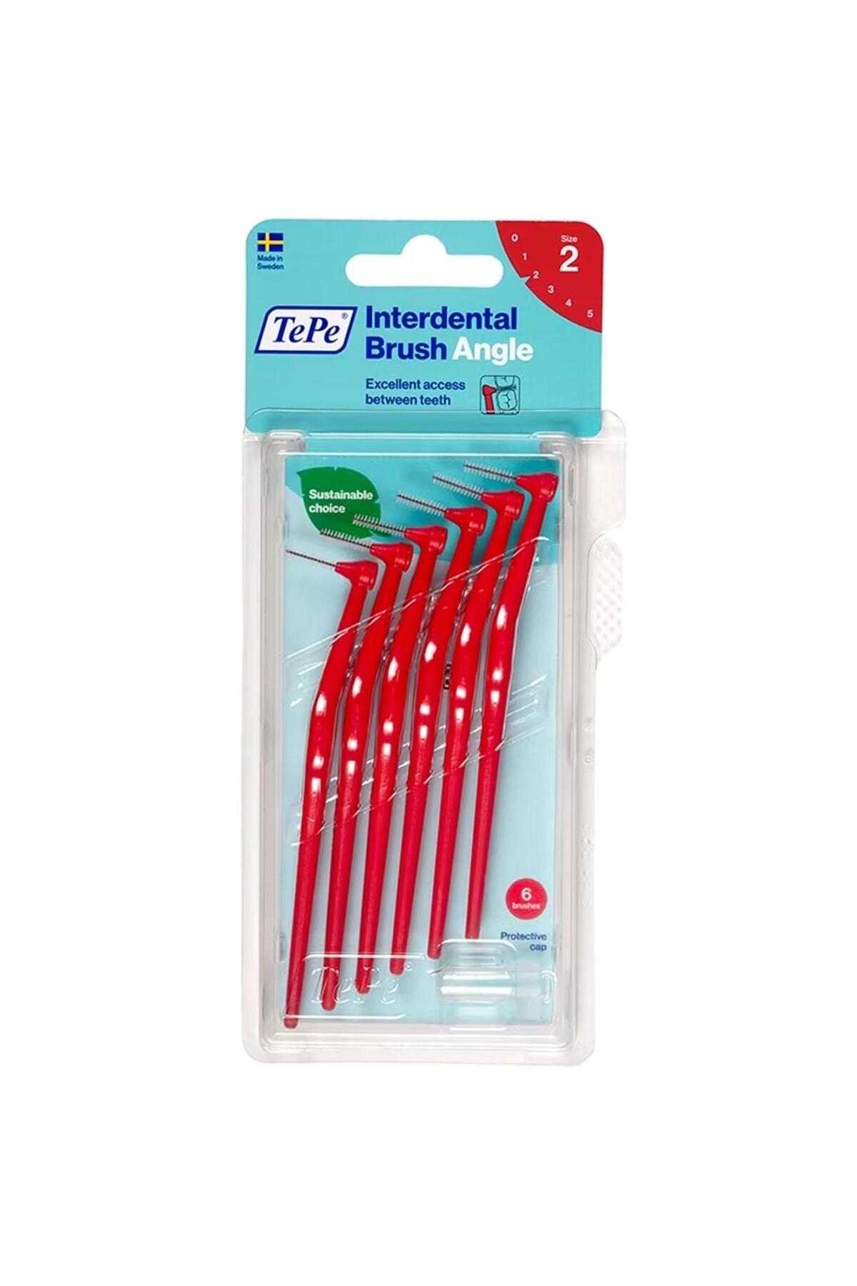 مسواک دستی آریج فیرچاسی زاویه‌دار قرمز 0.5 میلیمتر بسته 6 عددی TePe