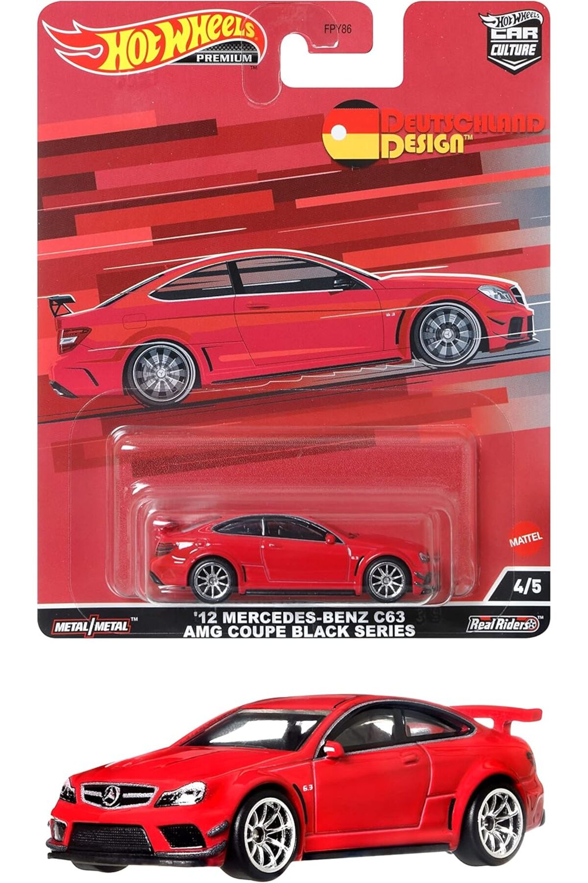ماشین اسباب بازی DESIGN PREMIUM DEUTSCHLAND '12 MERCEDES BENZ C63 AMG COUPE BLACK SERIES HCJ79 هات ویلز اورجینال HOT WHEELS