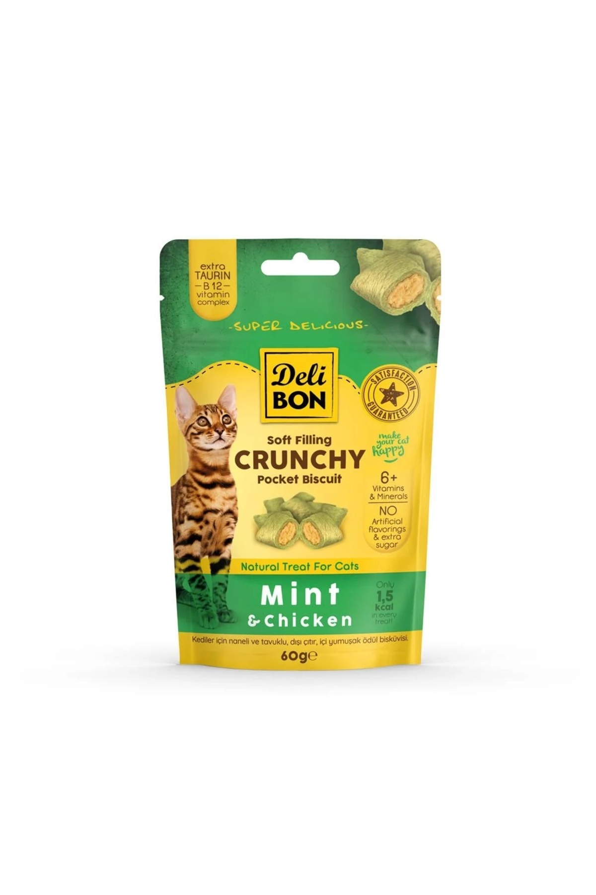 بیسکویت تشویقی ترد و مغزدار گربه دکتر انیمال Dr. Animal، مرغ و نعناع، ۶۰ گرم، EXTRA TAURİN & B12 KOMPLEX