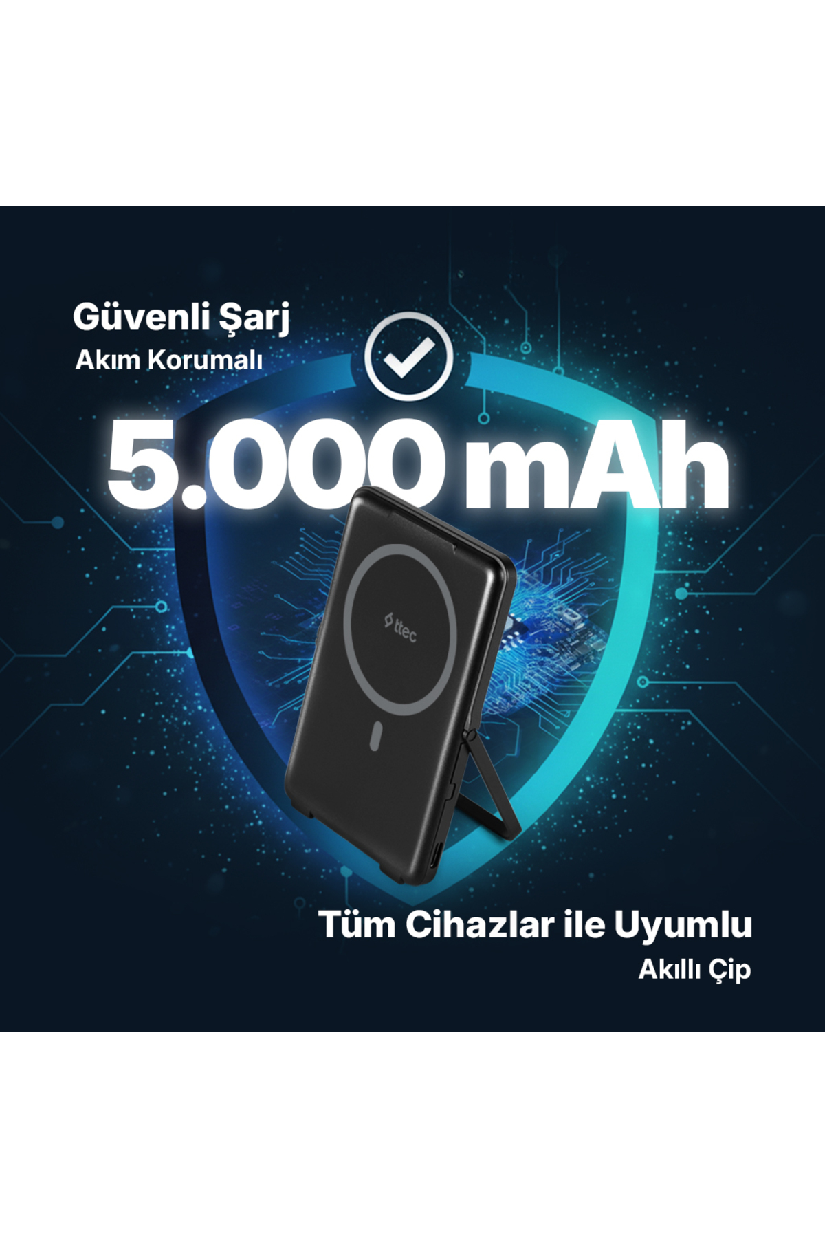 پاوربانک RECHARGER M 5000MAH MAGSAFE سازگار با PD 20W شارژر سریع قابل حمل بی سیم پایه 2BB235S اورجینال Ttec