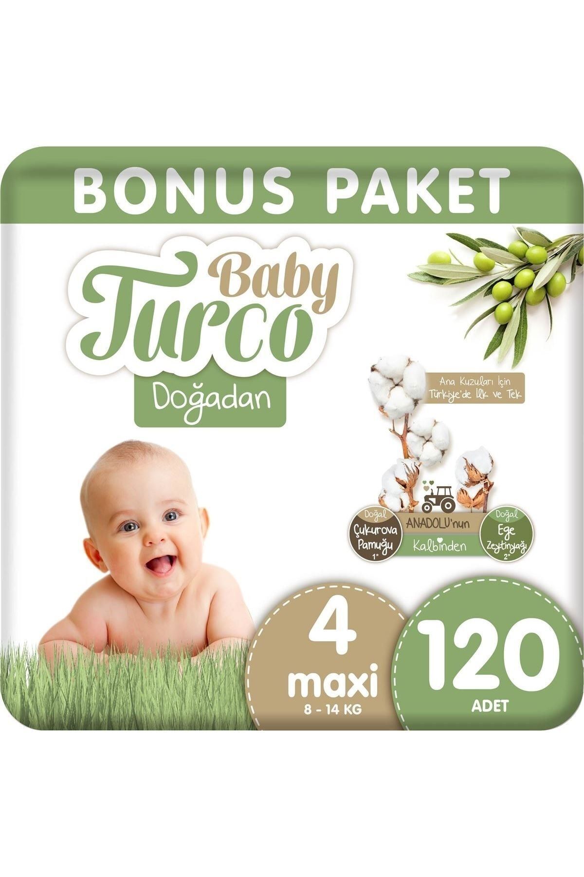 پوشک بچه دوغادان سایز 4 ماکسی 120 تیکه اورجینال Baby Turco