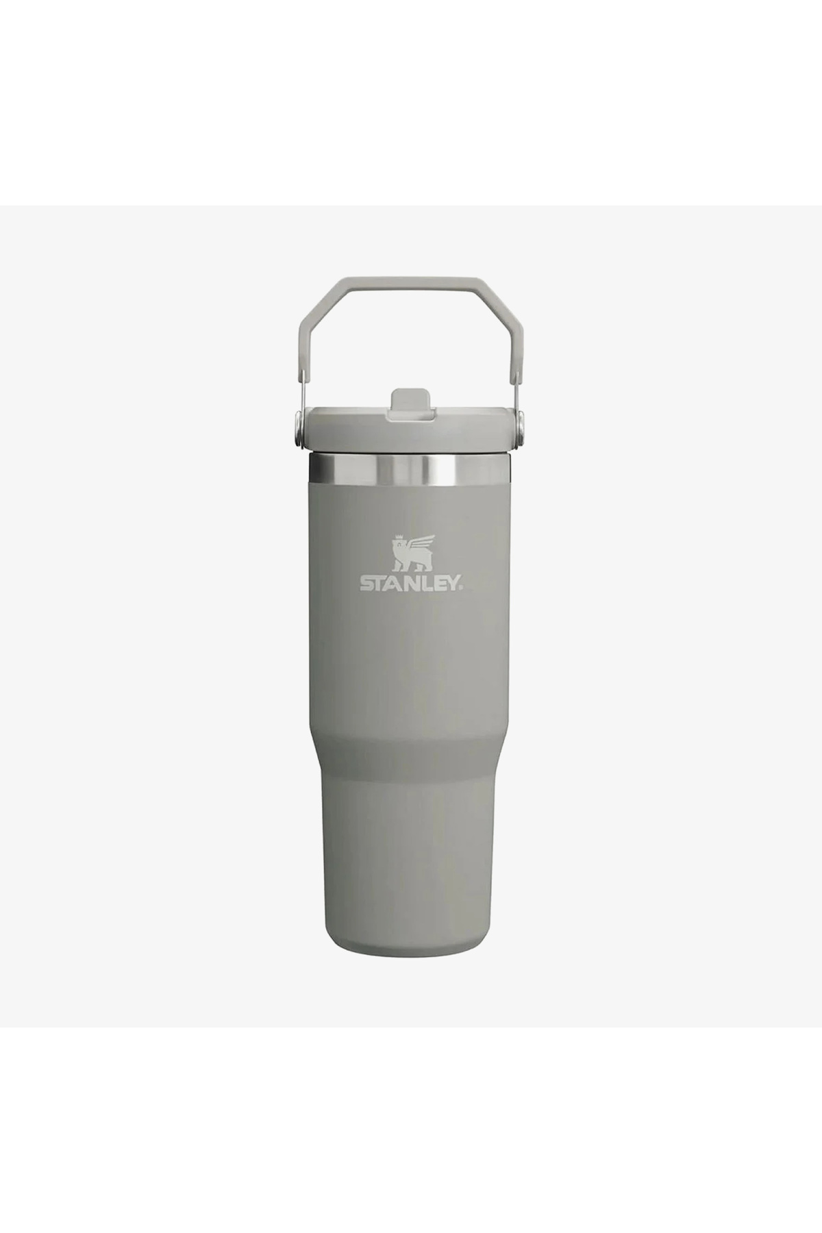 فلاسک قمقمه ICEFLOW FLIP STRAW با حصیری 0.89 لیتری خاکستری روشن اورجینال Stanley