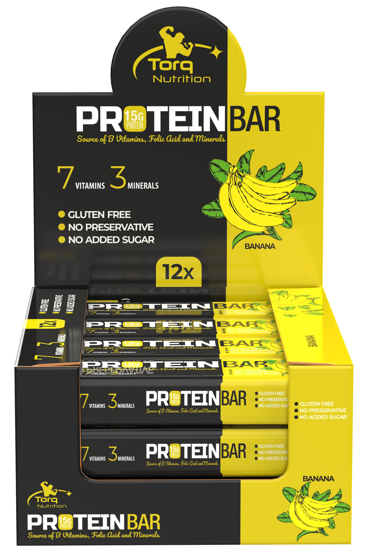پروتئین بار نوار موز 50 گرم X 12 قطعه اورجینال Torq Nutrition