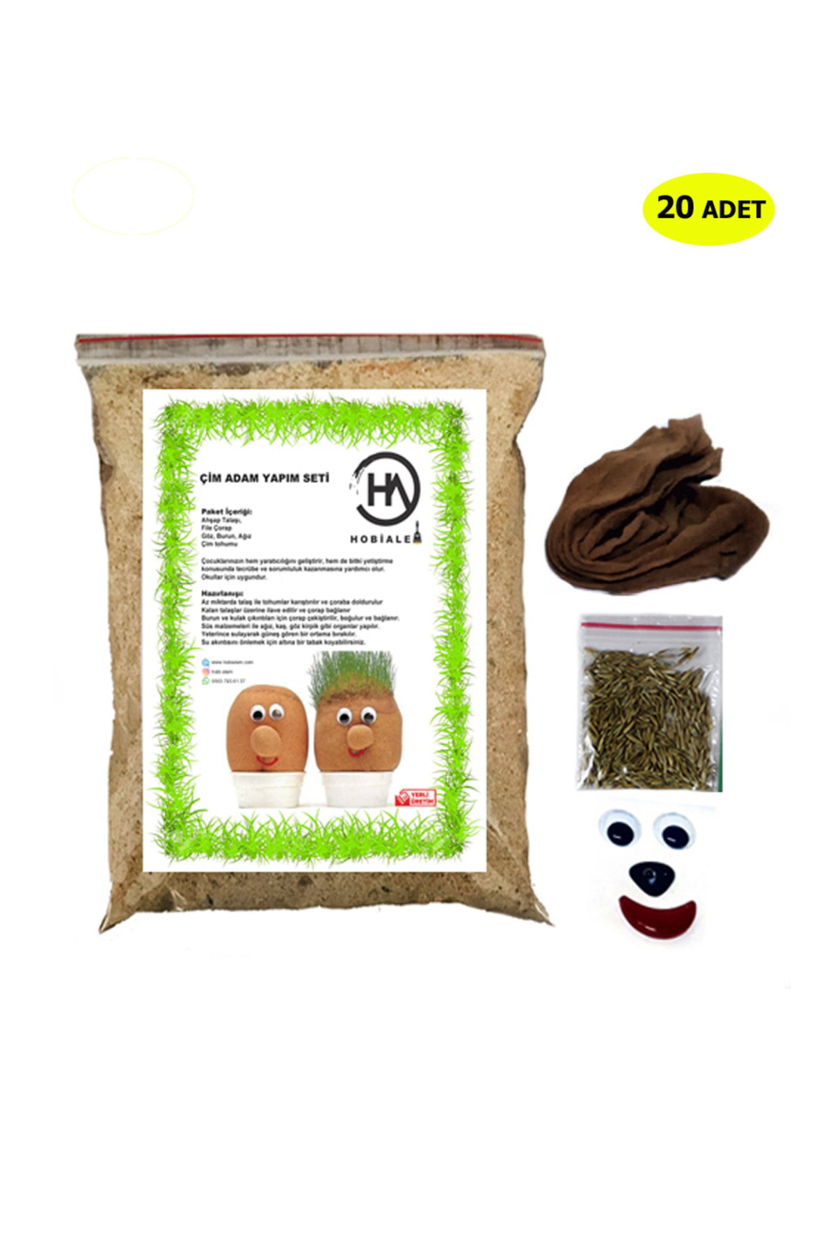 فیگور 20 PIECES GRASS MAN, GERMINATION EXPERIMENT, EDUCATIONAL MAN CONSTRUCTION SET از ترکیه Hobialem