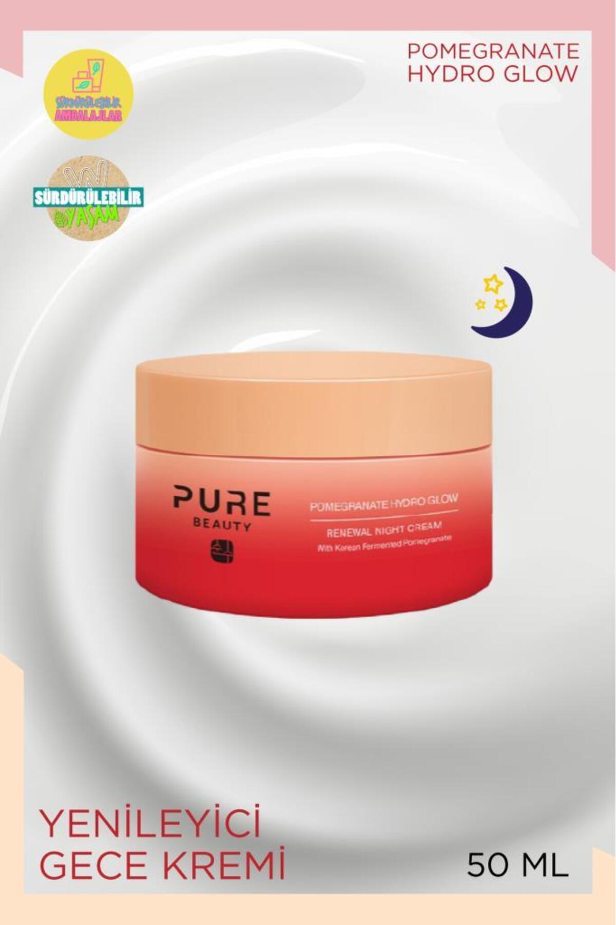 PURE BEAUTY کرم شبانه تجدید کننده هیدروگلو اناری 50 میلی لیتر