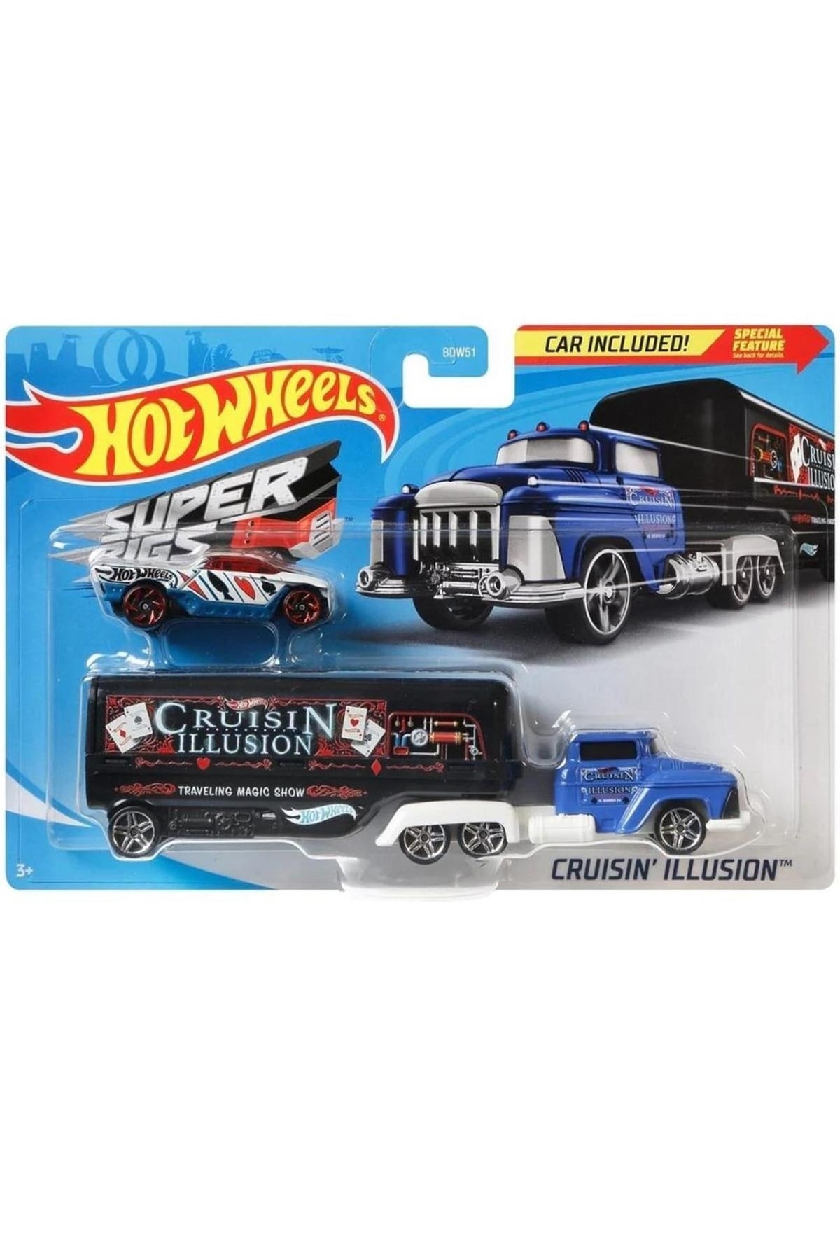 ماشین اسباب بازی کامیون های حامل اصلی ILLUSION GKC27 چرخ و حمل نقل هات ویلز اورجینال HOT WHEELS