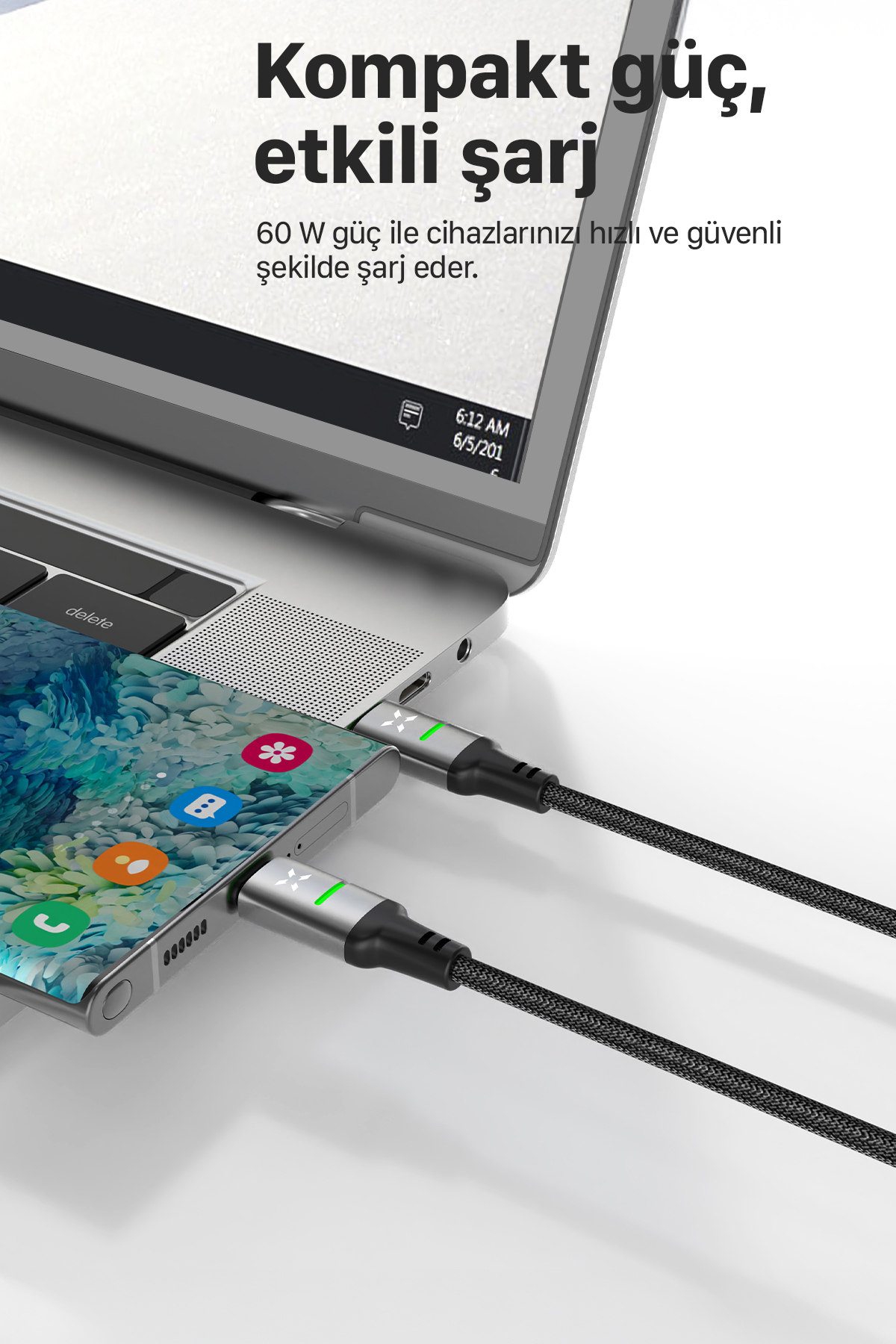 کابل شارژ تایپ C به تایپ C زنون اسمارت Xenon Smart، ۶۰ وات، ۱٫۲ متر، مشکی، مدل X6421