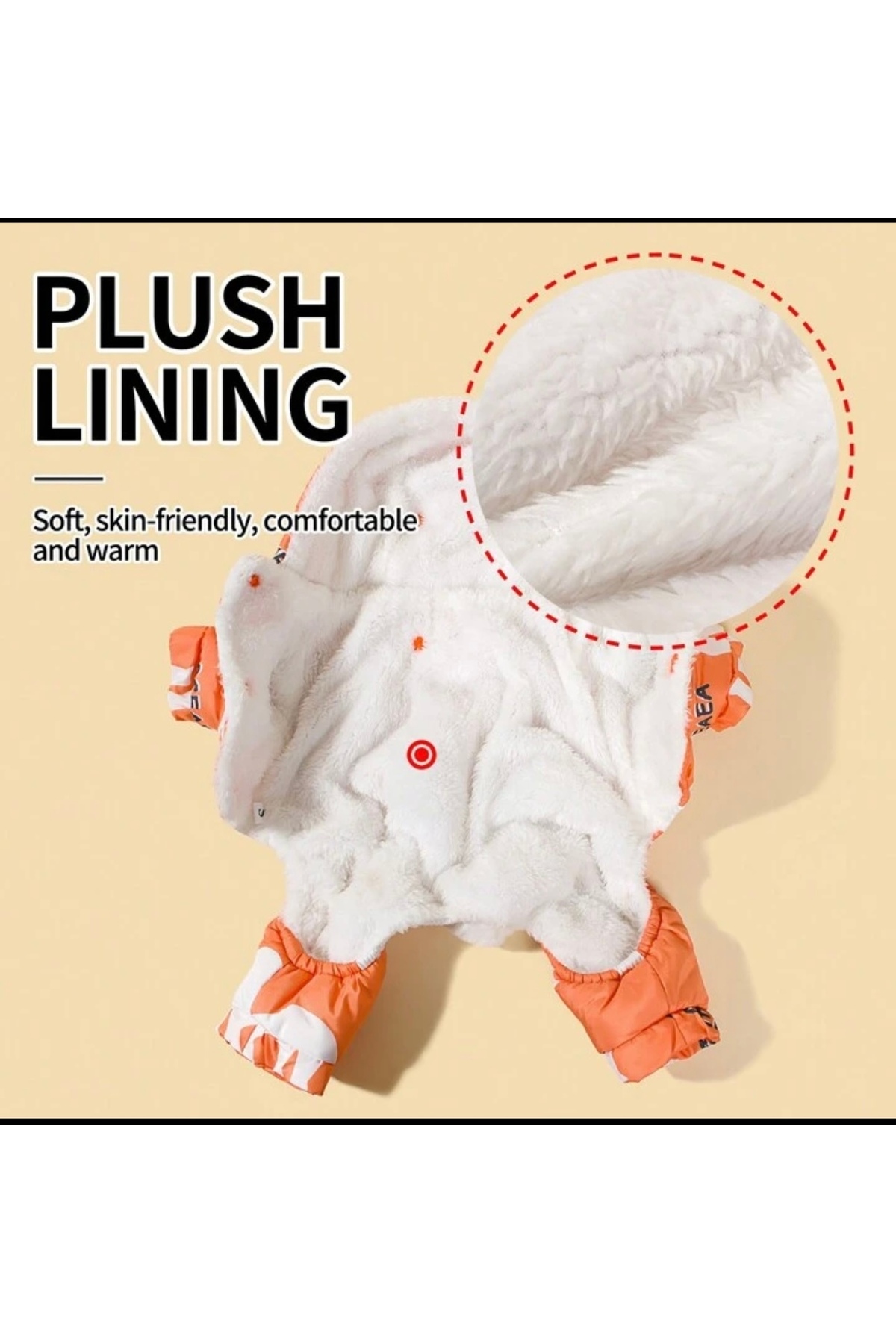سرهمی زمستانی سگ پاو بوتیک Paw Butik مدل mk5432، نارنجی با طرح خرس قطبی و آستر پلار