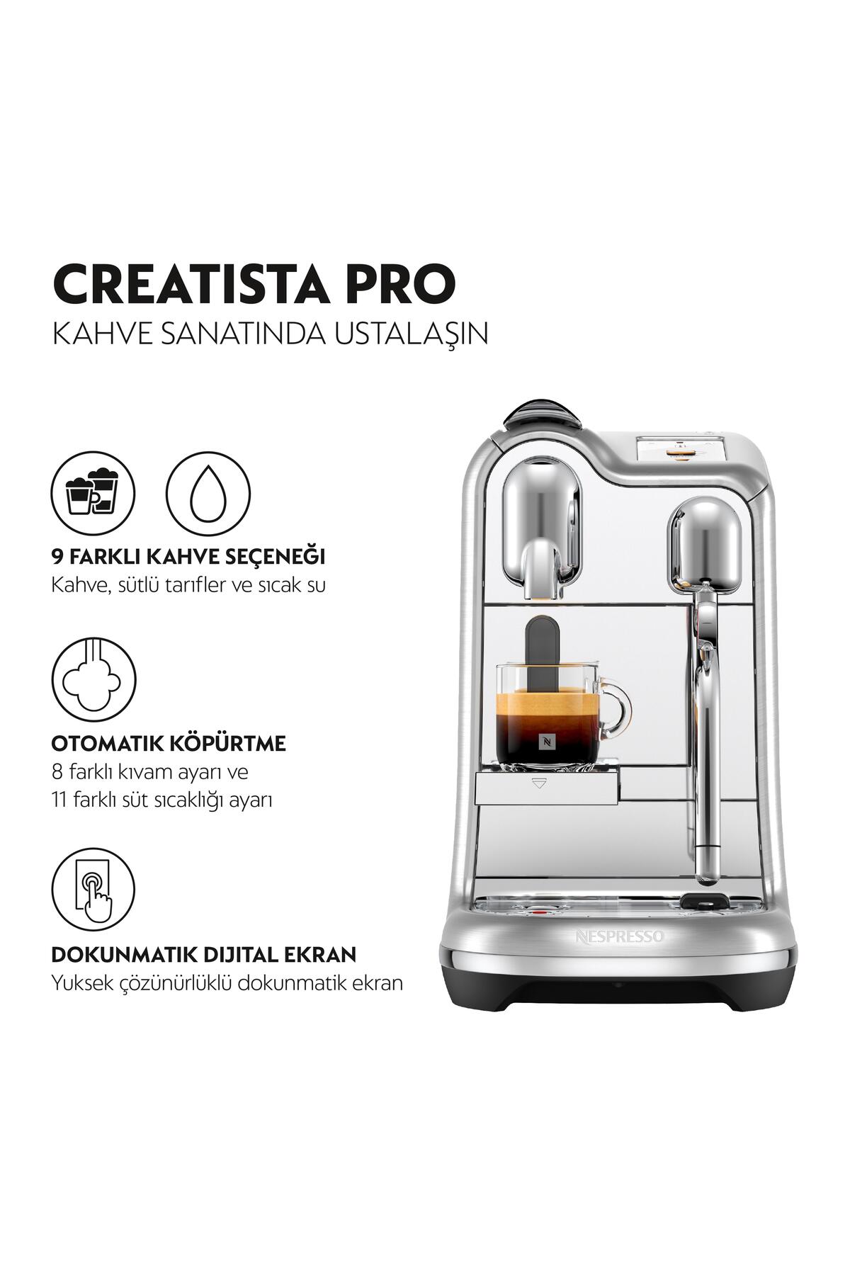 دستگاه اسپرسو و کاپوچینو قهوه ساز J620 CREATISTA PRO MILK CURD استیل اورجینال Nespresso