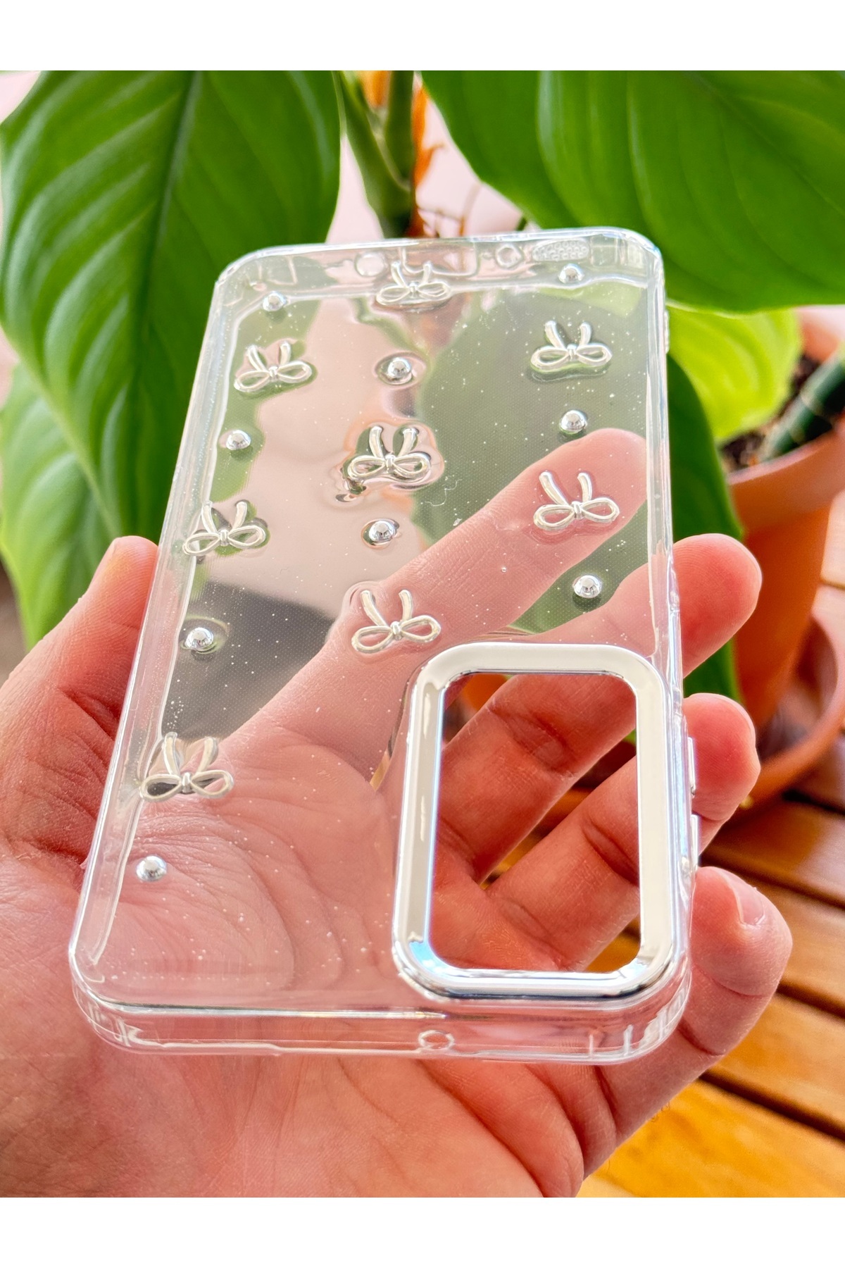 کاور و قاب محافظ 4G سامسونگ گلکسی A23 با طرح شفاف نقره‌ای جلد براق بیرون زده فیبکس Fibaks