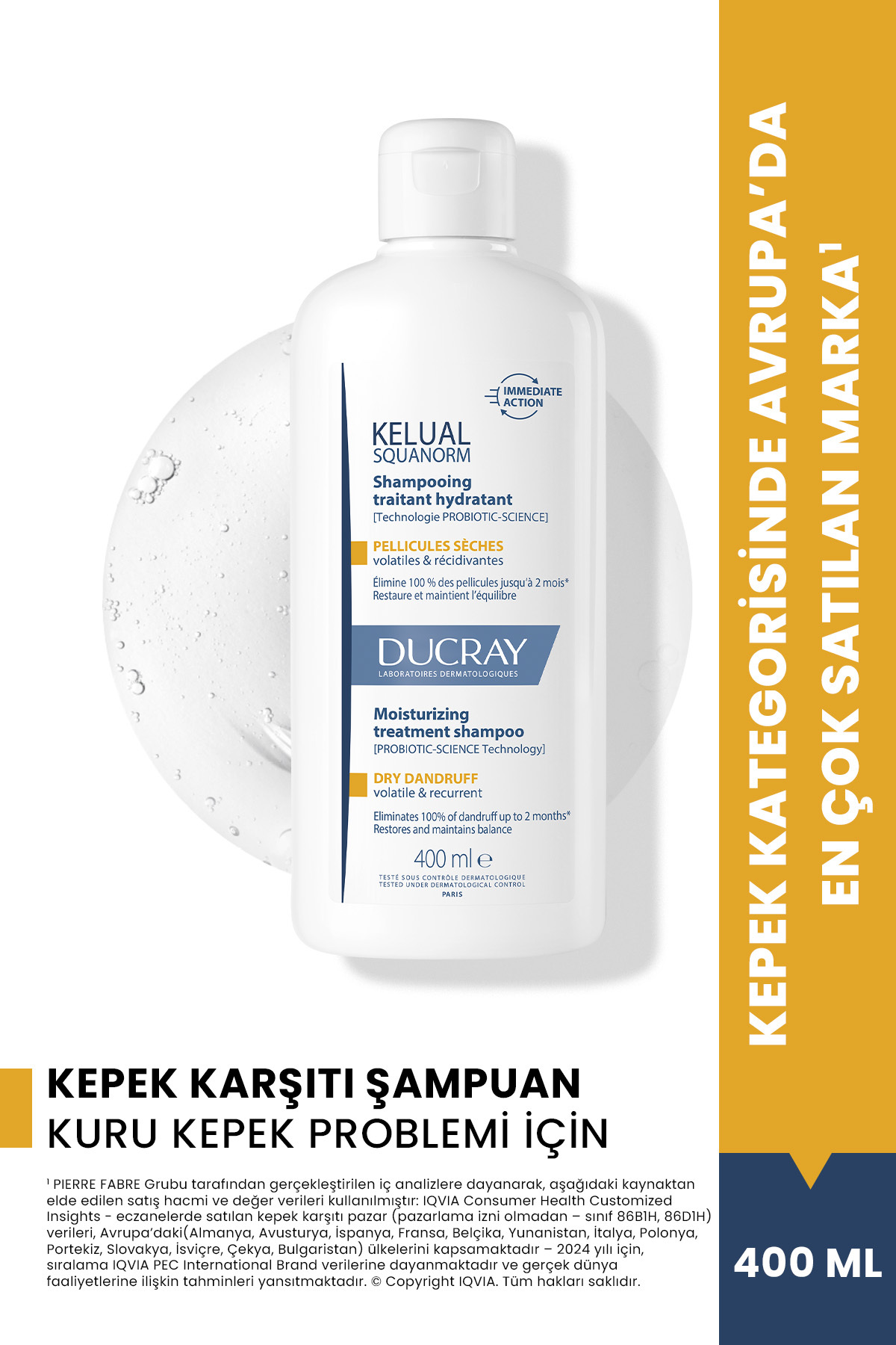 شامپو شوره سر KELUAL SQUANORM با خاصیت مرطوب کنندگی برای موهای خشک 400 میل Ducray