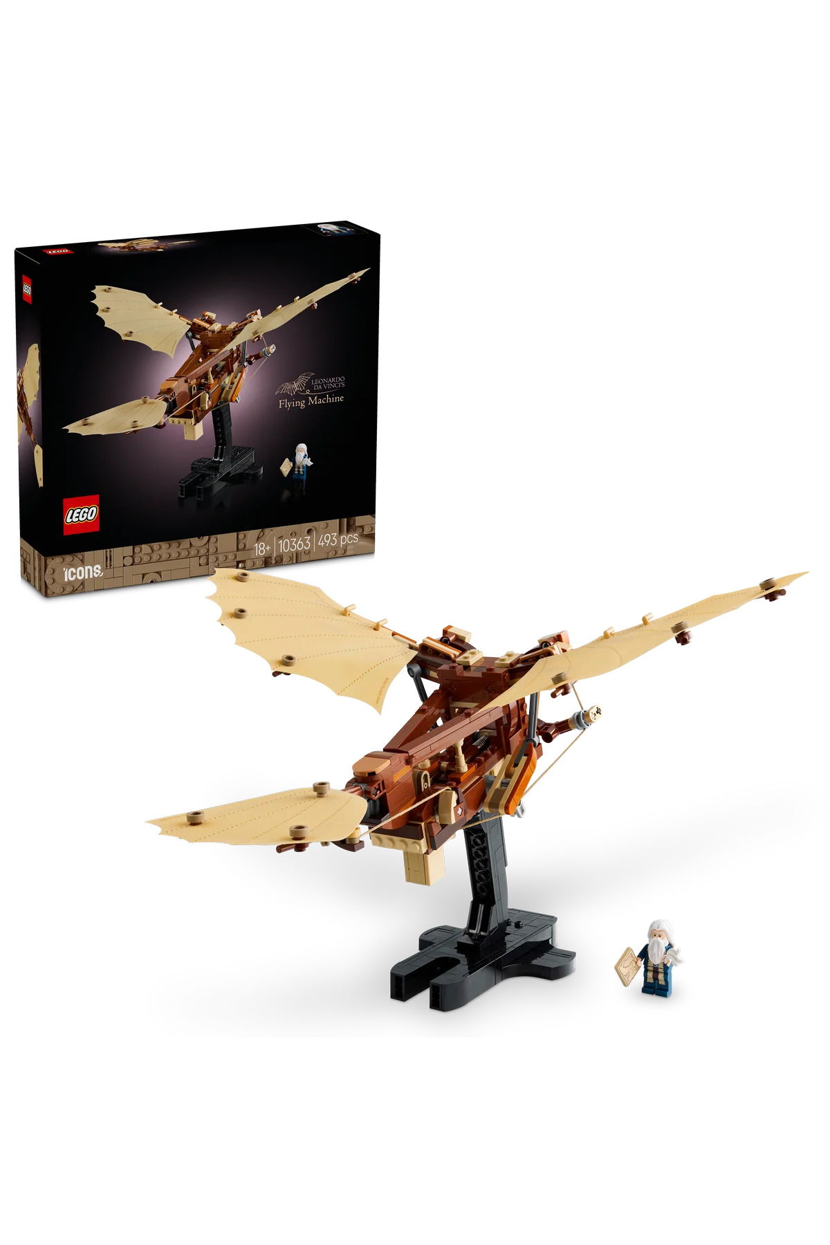 لگو و اسباب بازی های ساخت محور ® ICONS LEONARDO DA VINCI'S FLYING MACHINE 10363 ست ساختمان مدل تزئینی 18+ 493P اورجینال LEGO