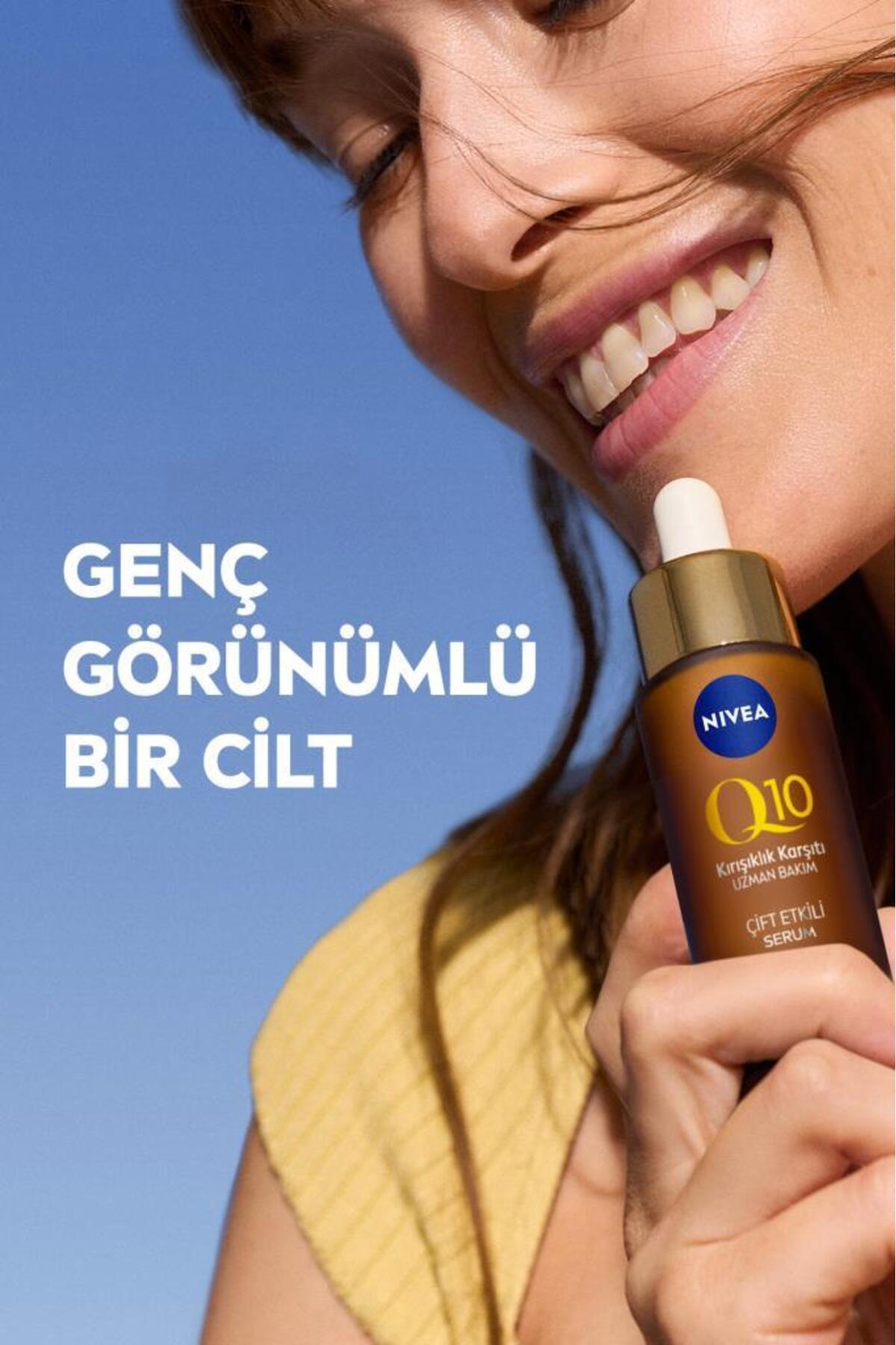 NIVEA ضد چین و چروک دوگانه با سرم پوستی Q10 30 میلی لیتر، Q10 خالص، ضد چین و چروک ناشی از قند