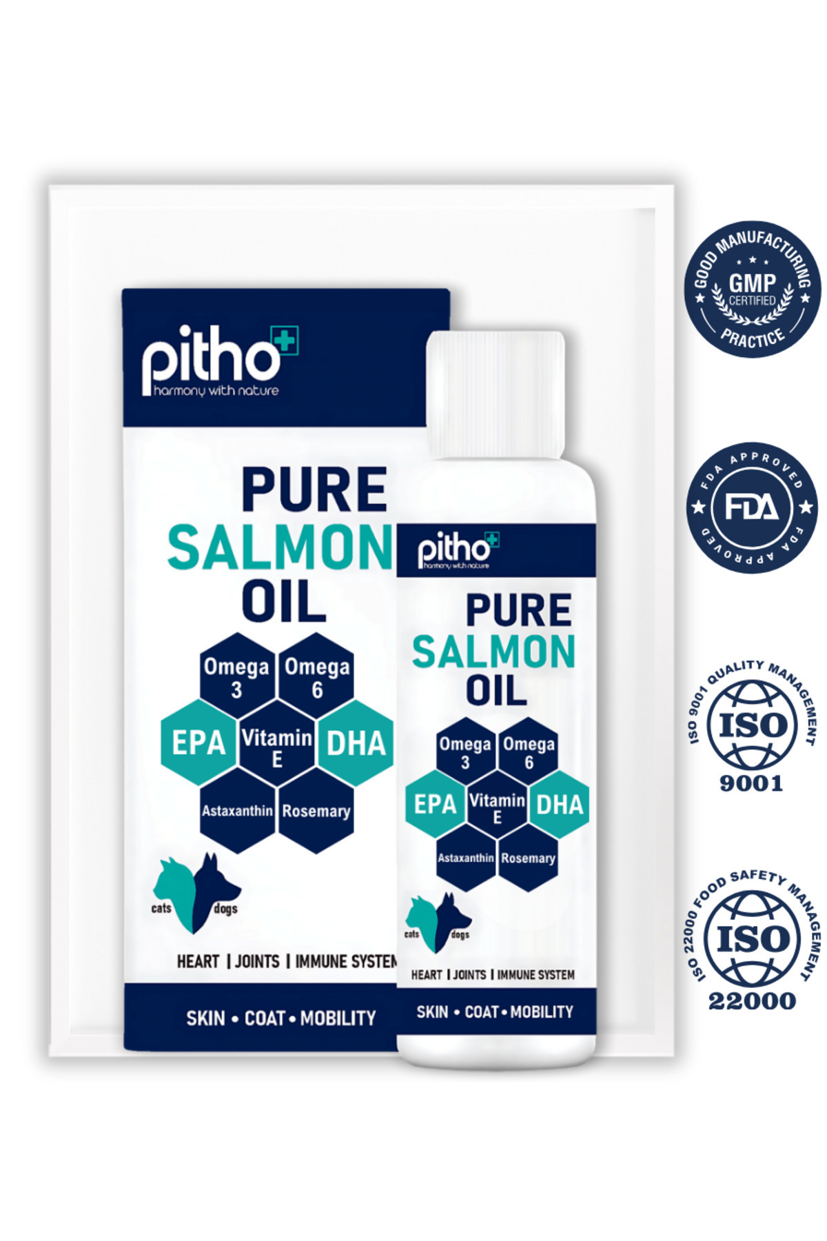 روغن سالمون قطره‌ای حیوانات خانگی پیثو Pitho، مدل PSO100، ۲۰۰ میلی‌لیتر
