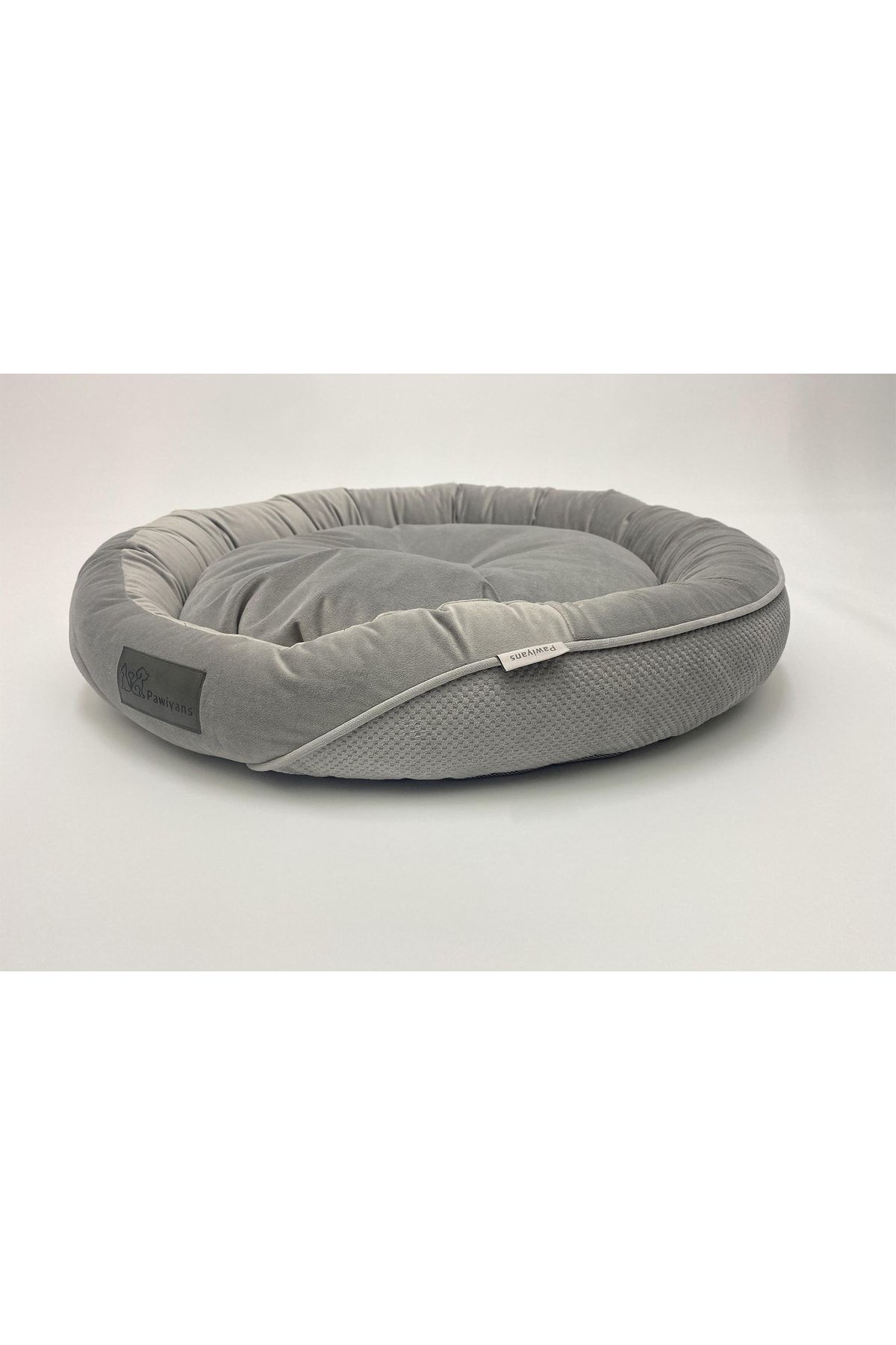 جای خواب حلقه‌ای گربه و سگ پاویانس PAWİYANS مدل P10390 خاکستری