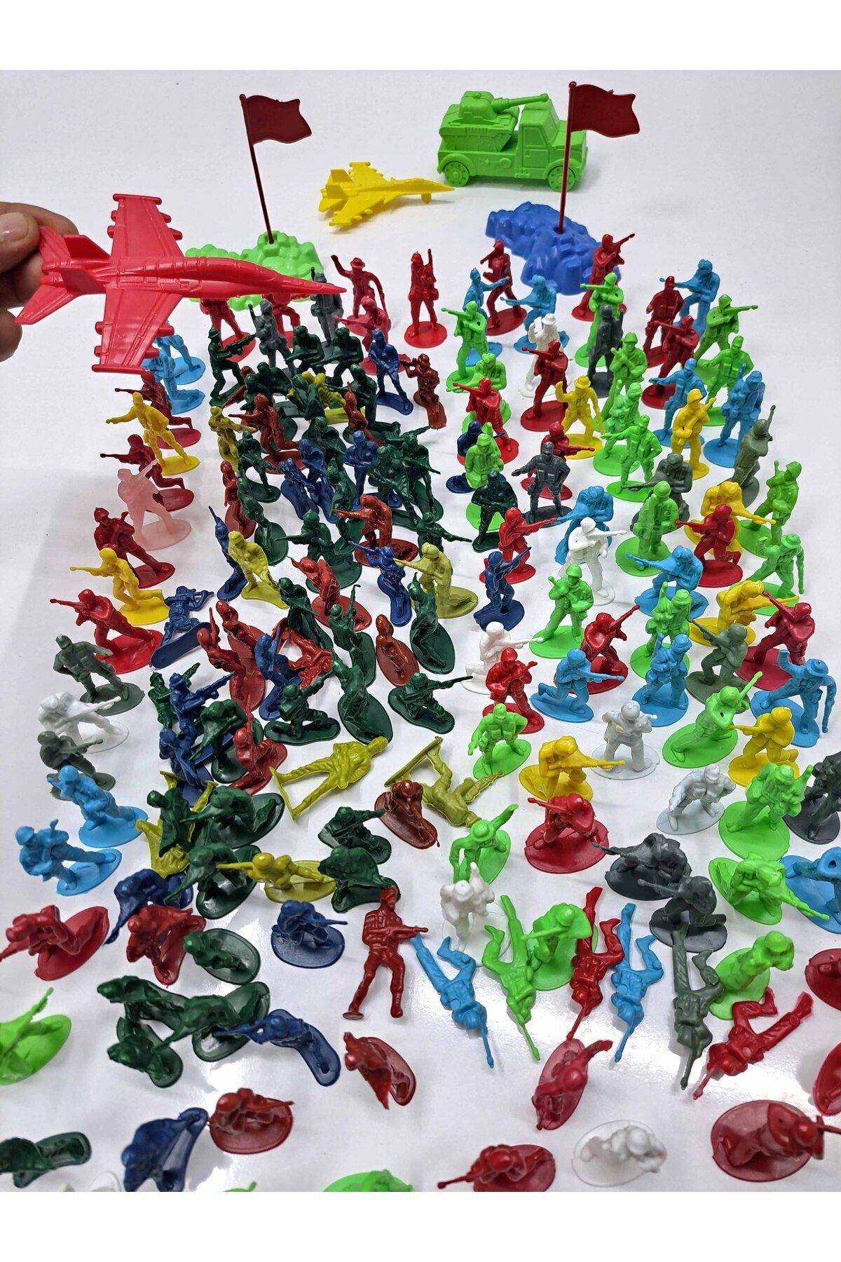 اسباب بازی های فیگور دیگر ست 185 عددی سرباز 5.5 سانتی متری تانک پرچم هواپیما ALYTOYS