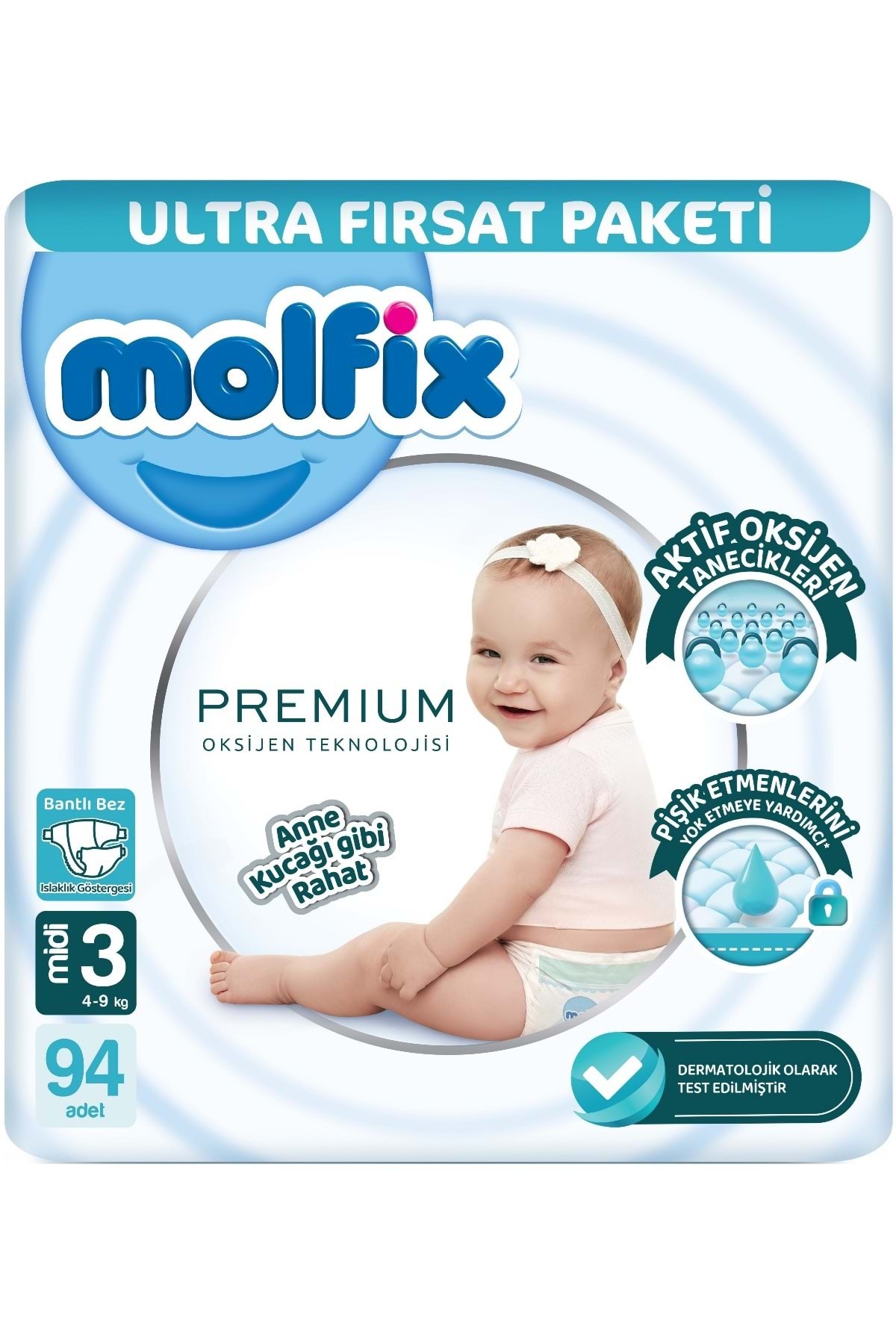 پوشک بچه اندازه ممتاز: 3 4 تا 9 کیلوگرم MIDI 188 تکه اقتصادی ULTRA OPPORTUNITY PK اورجینال Molfix