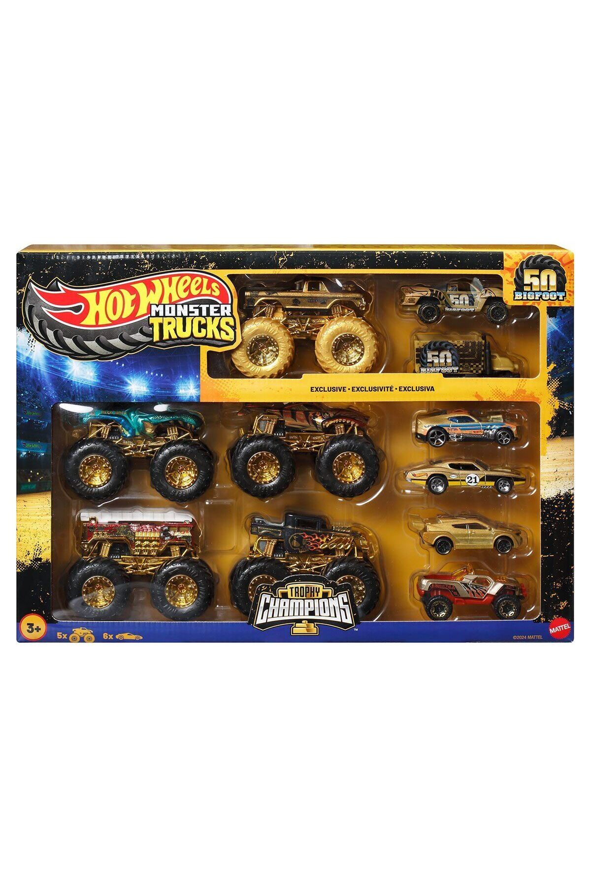 مدل خودرو JDW07 MONSTER TRUCKS BIGFOOT TROPHY CHAMPIONS CAR AND TRUCK MULTIPLIER از ترکیه HOT WHEELS