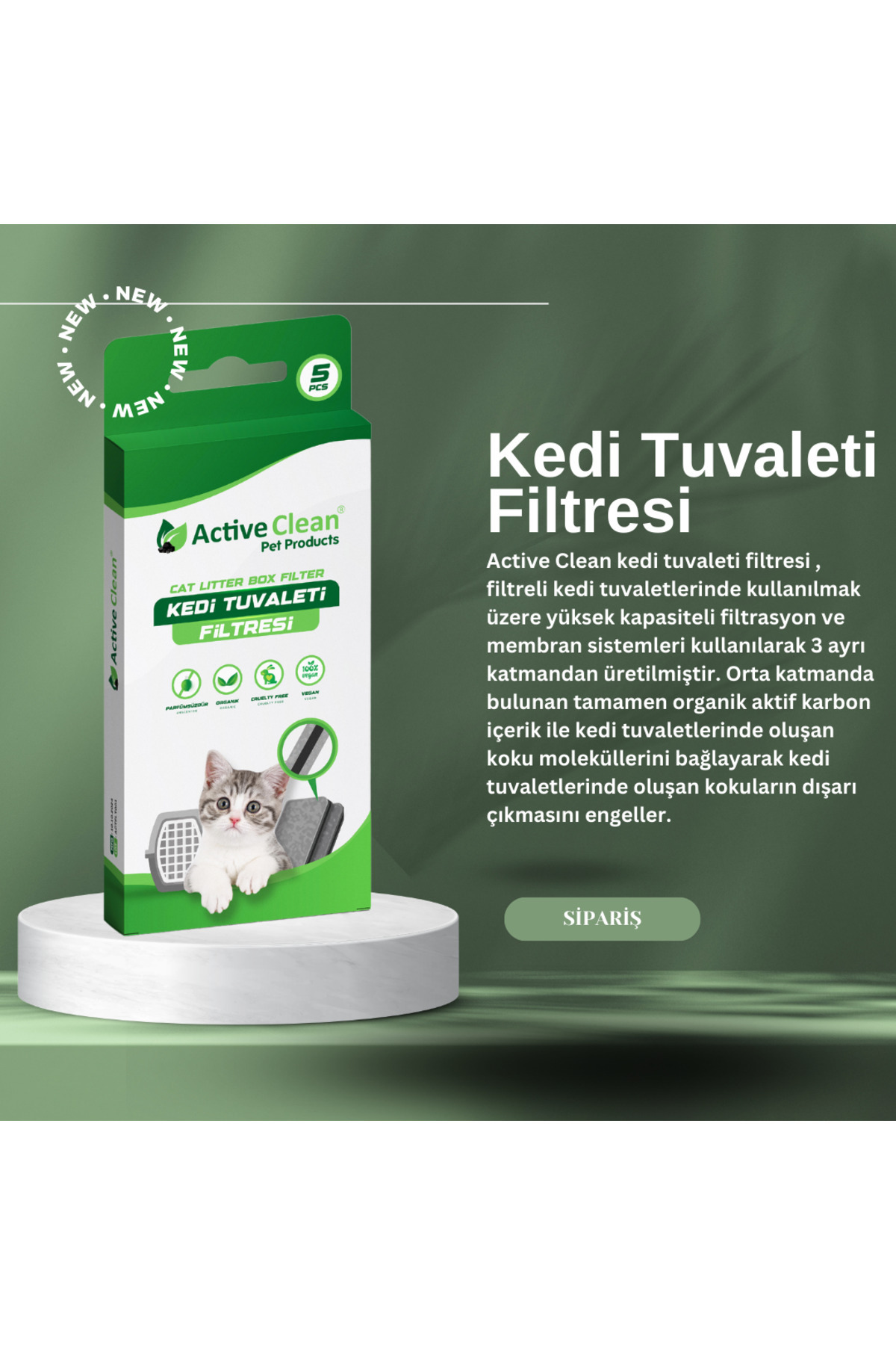 فیلتر توالت گربه اکتیو کلین Active Clean، مدل ACT0004 چندرنگ