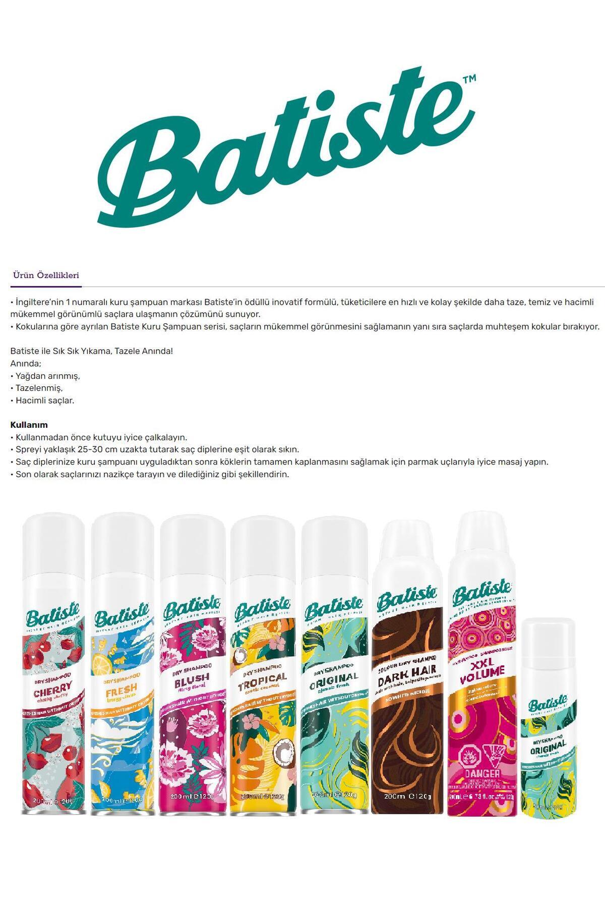 شامپوی خشک 50 میلی‌لیتری اورجینال مناسب برای همه انواع مو باتیست Batiste